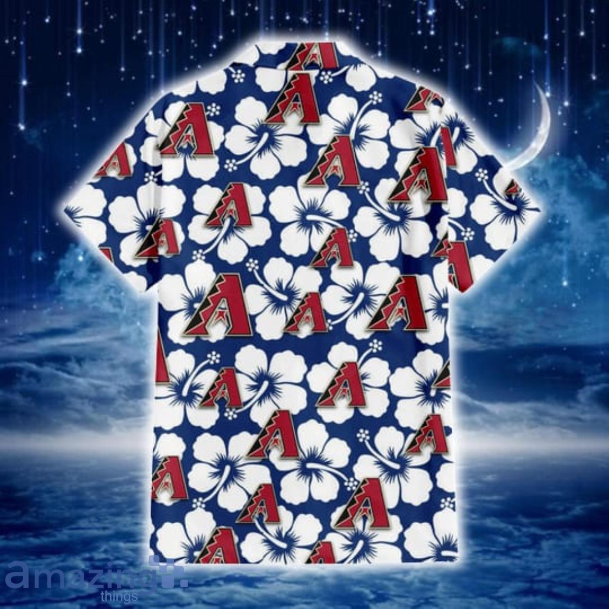 Arizona Diamondbacks Modern White Hibiscus Navy Background 3D Hawaiian Shirt Gift For Fans image Arizona Diamondbacks Modern White Hibiscus Navy Background 3D Hawaiian Shirt Gift For Fans Product Photo 3