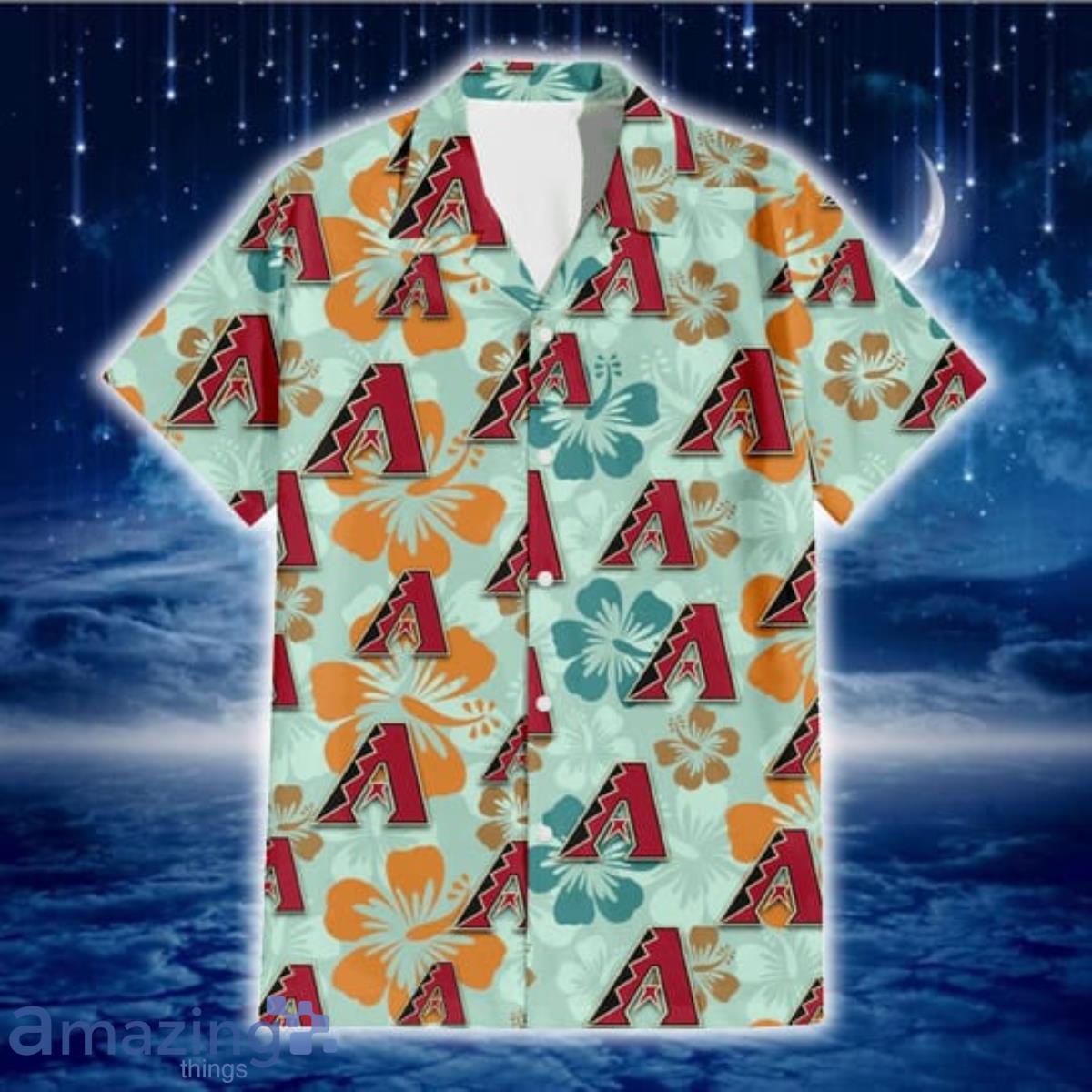 Arizona Diamondbacks Big Logo And Light Coral Hibiscus 3D Hawaiian Shirt  Tropical Style