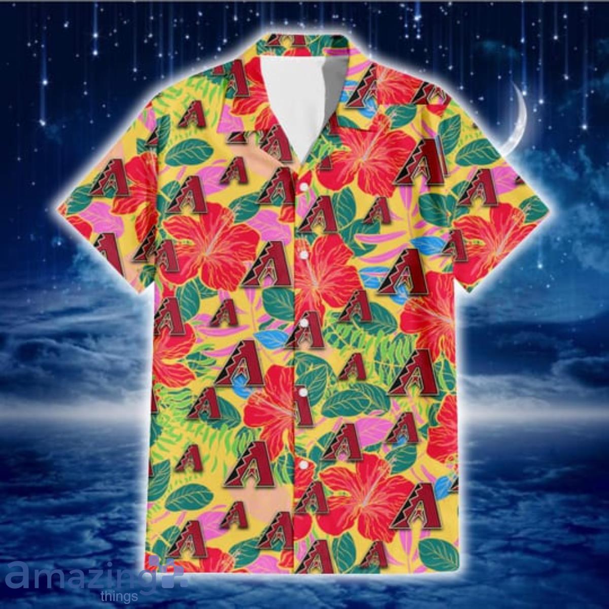 Arizona Diamondbacks Pale Turquoise Hibiscus Light Cyan Background 3D  Hawaiian Shirt Gift For Fans