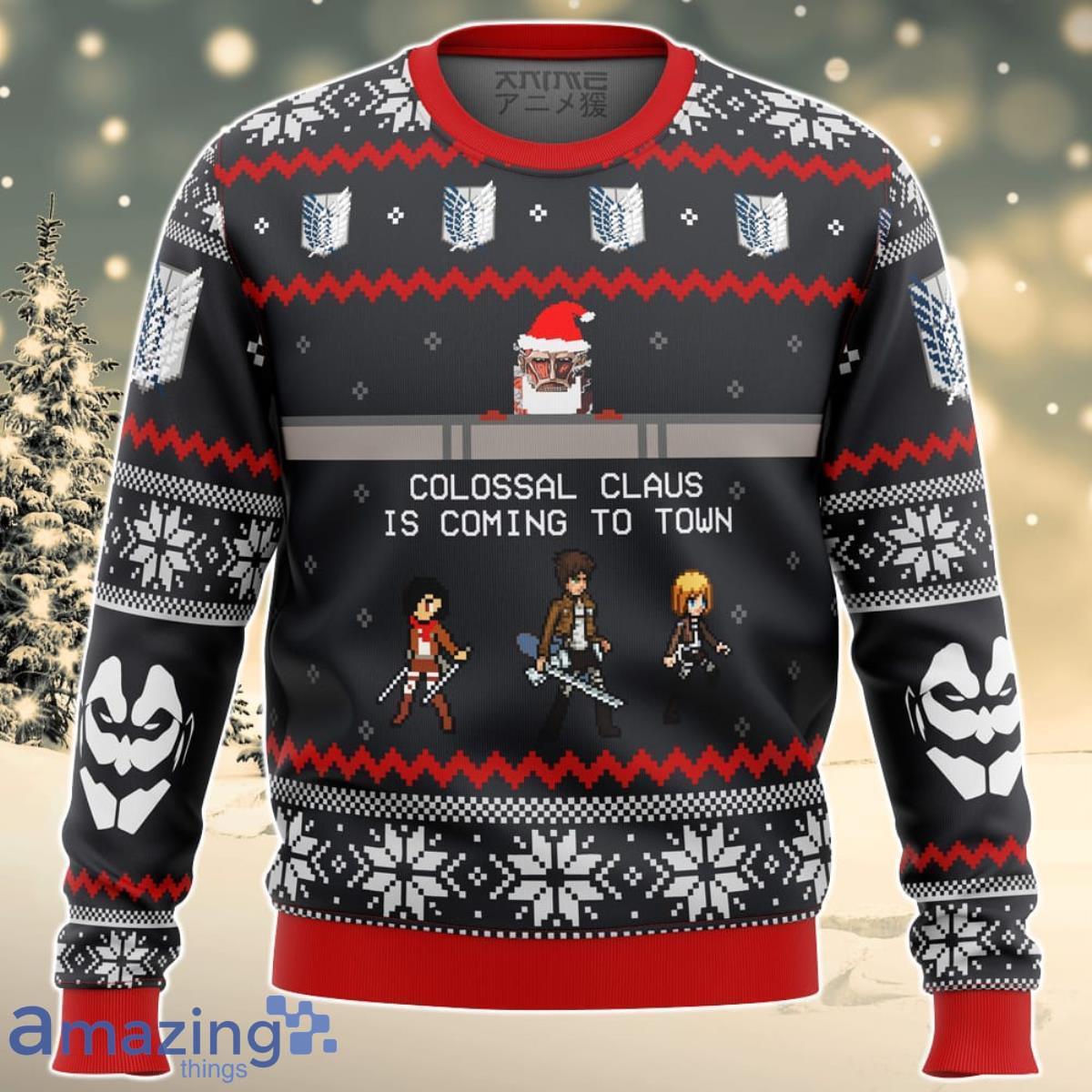 Attack on Titan Colossal Claus Ugly Christmas Sweater For Men And Women Product Photo 1