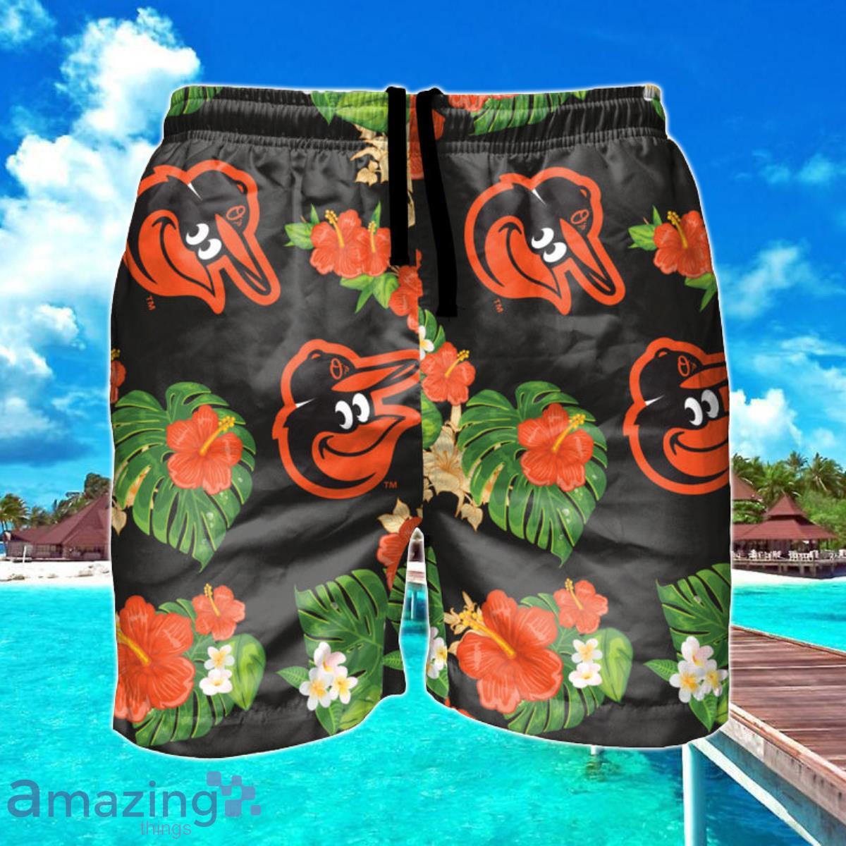 Baltimore Orioles MLB Floral Hawaiian Shorts For Summer Beach Product Photo 1