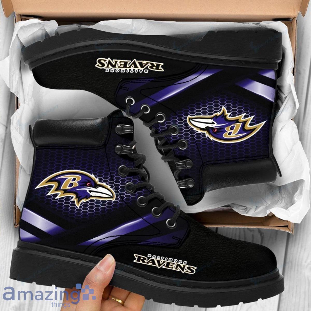 Baltimore Ravens Football Team Leather Boots For Men Women Best Gift For Fans Product Photo 1