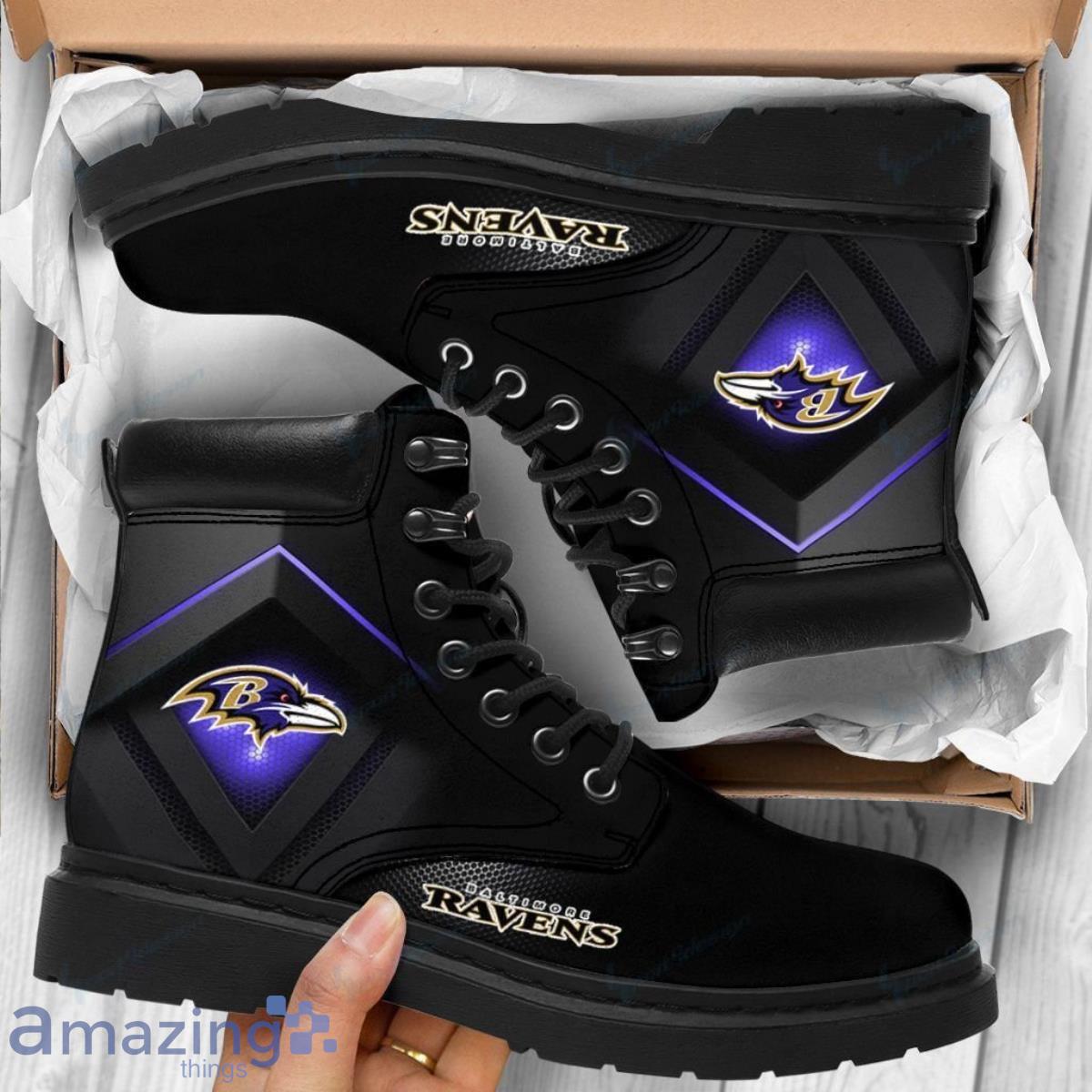 Baltimore Ravens Football Team Leather Boots For Men Women Great Gift For Fans Product Photo 1
