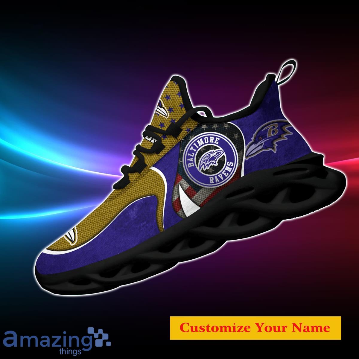 Baltimore Ravens NFL Custom Name Max Soul Shoes Special Gift For Men Women Fans image Baltimore Ravens NFL Custom Name Max Soul Shoes Special Gift For Men Women Fans Product Photo 4