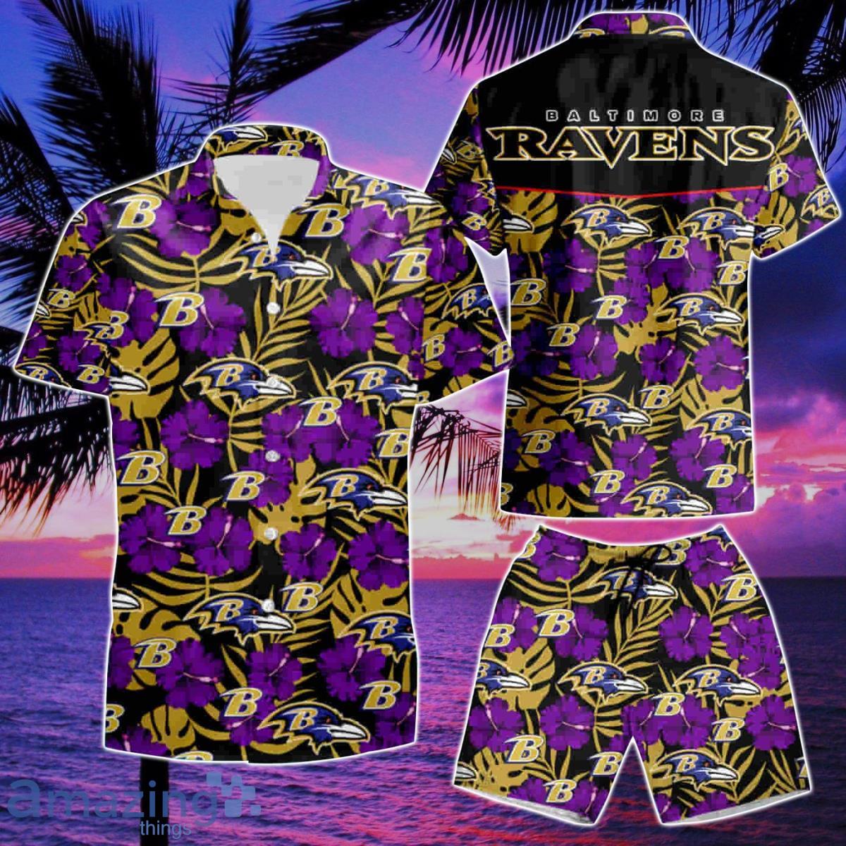 Logo Baltimore Ravens NFL Hawaiian Shirt And Short Set Summer For