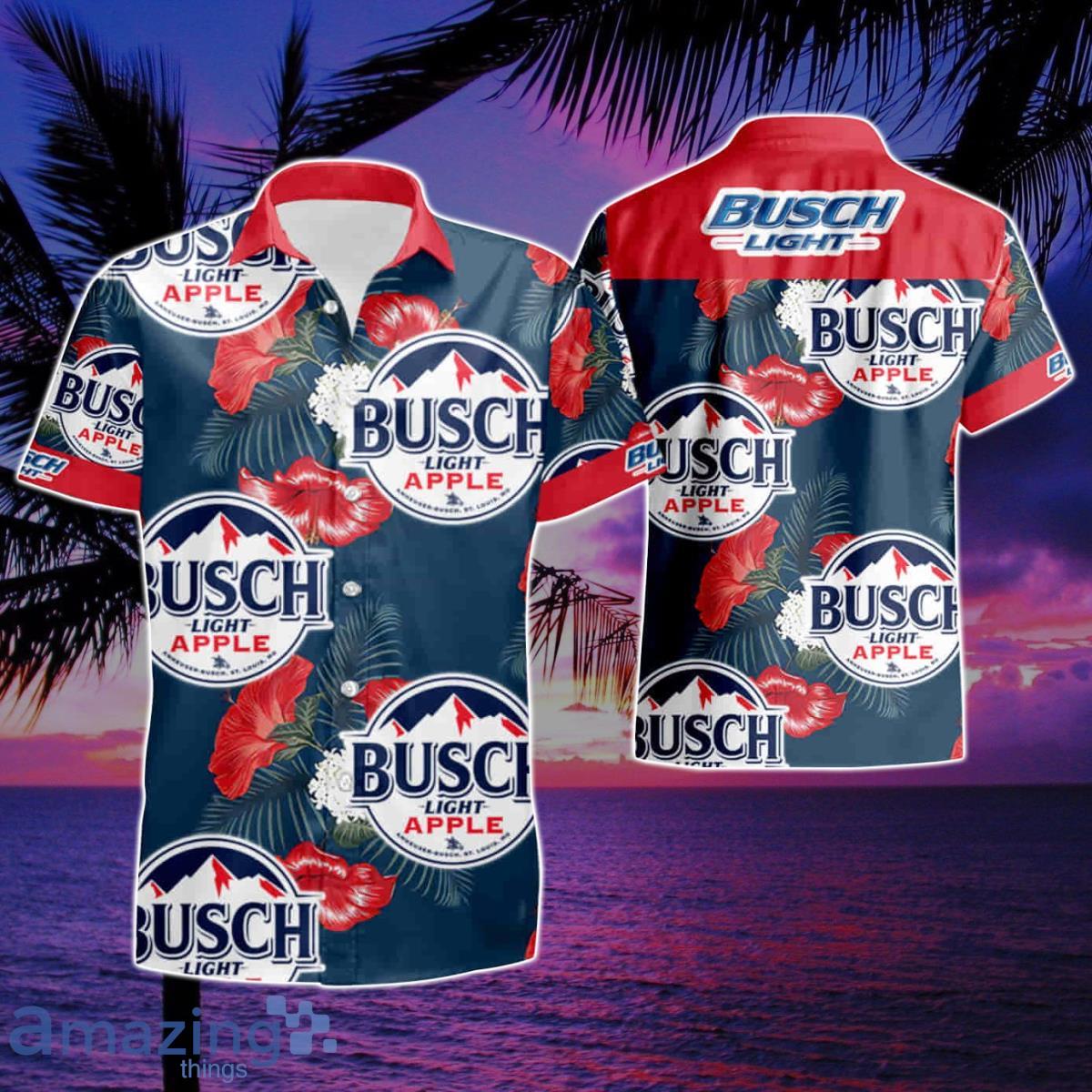 Busch Beer Hawaiian Shirt Blue Hibiscus Flower Beer Lovers Gift