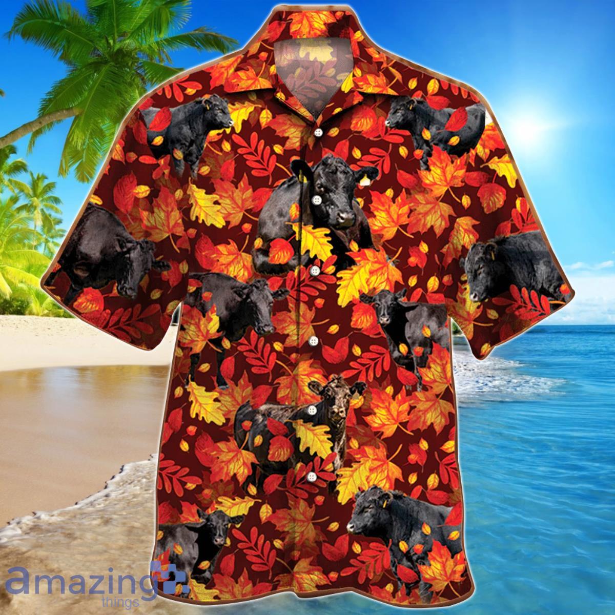 Black Angus Cattle Autumn Leaves Hawaiian Shirt For Men And Women Product Photo 1