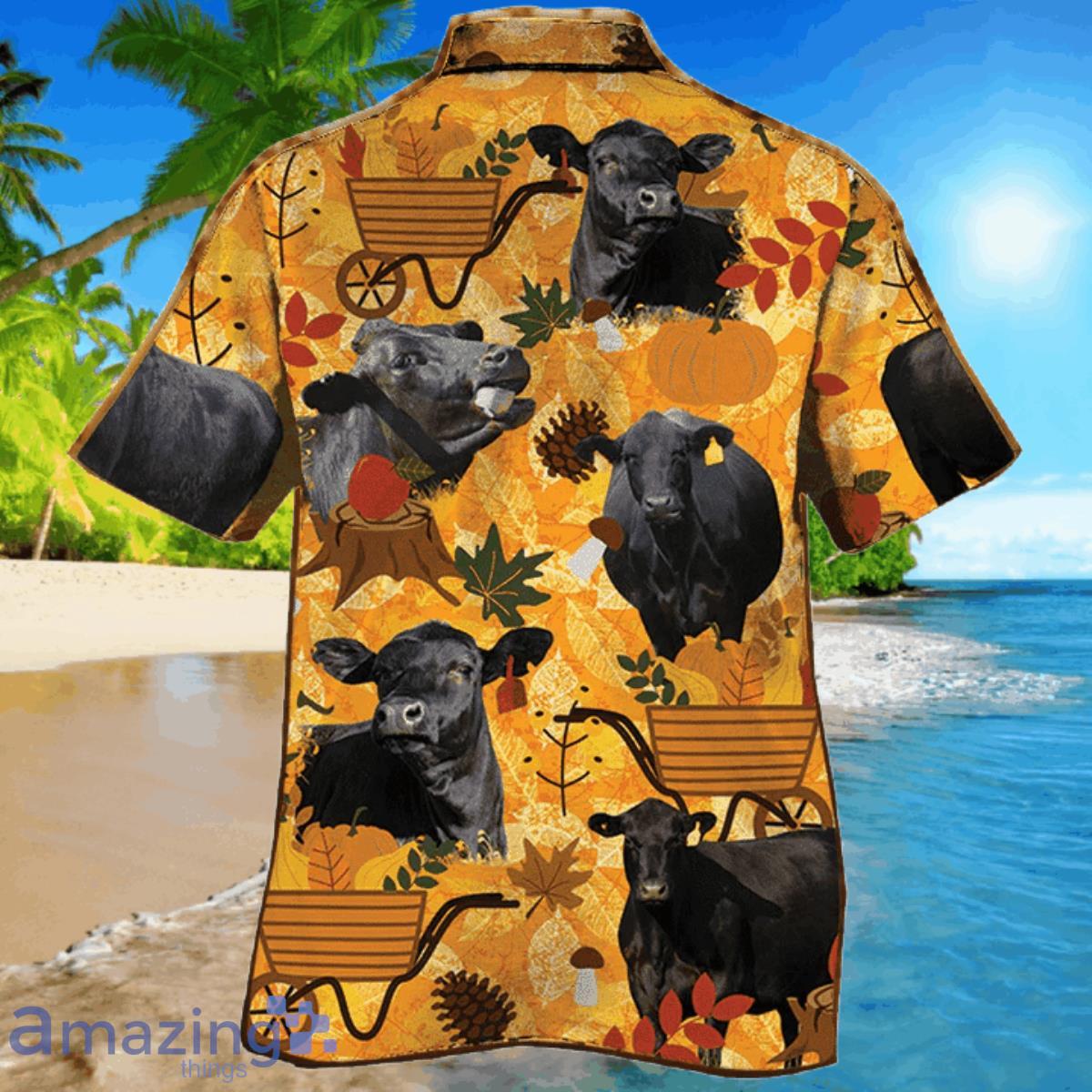 Black Angus Cattle Lovers Orange Nature Autumn Hawaiian Shirt For Men And Women image Black Angus Cattle Lovers Orange Nature Autumn Hawaiian Shirt For Men And Women Product Photo 2