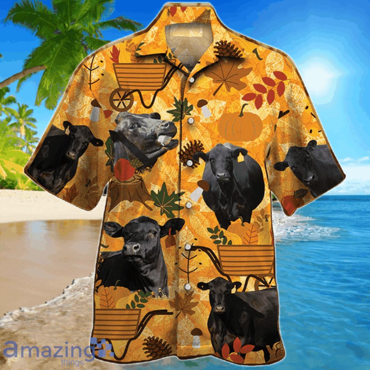 Black Angus Cattle Lovers Orange Nature Autumn Hawaiian Shirt For Men And Women Product Photo 1