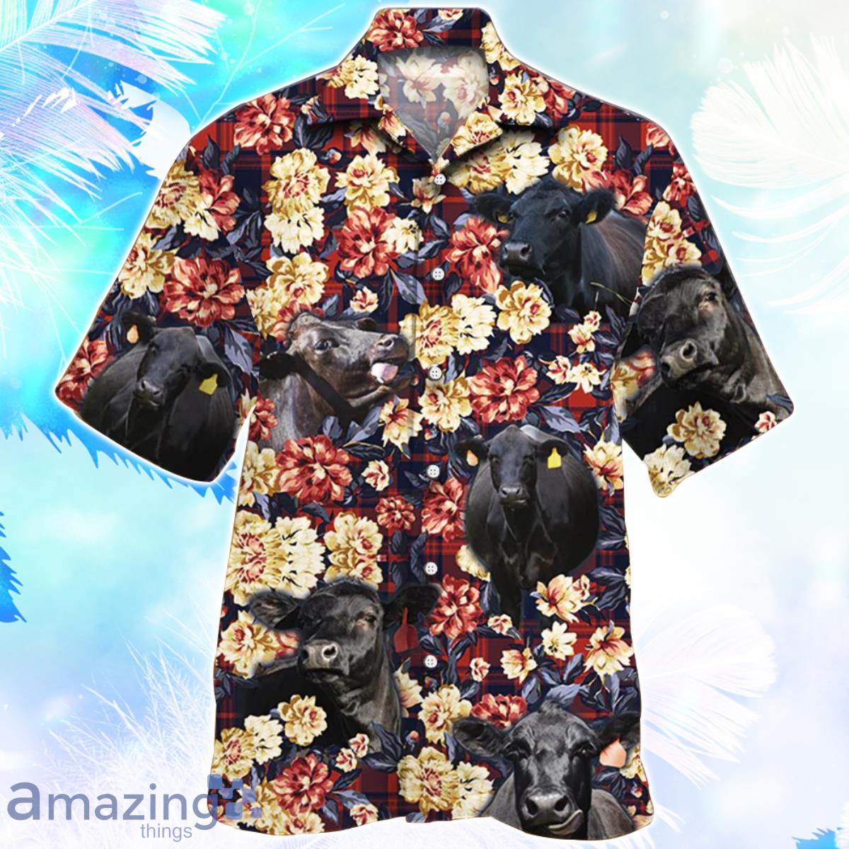 Black Angus Cattle Red Plaid Pattern Hawaiian Shirt For Men Women Product Photo 1 Black Angus Cattle Red Plaid Pattern Hawaiian Shirt For Men Women Product Photo 1