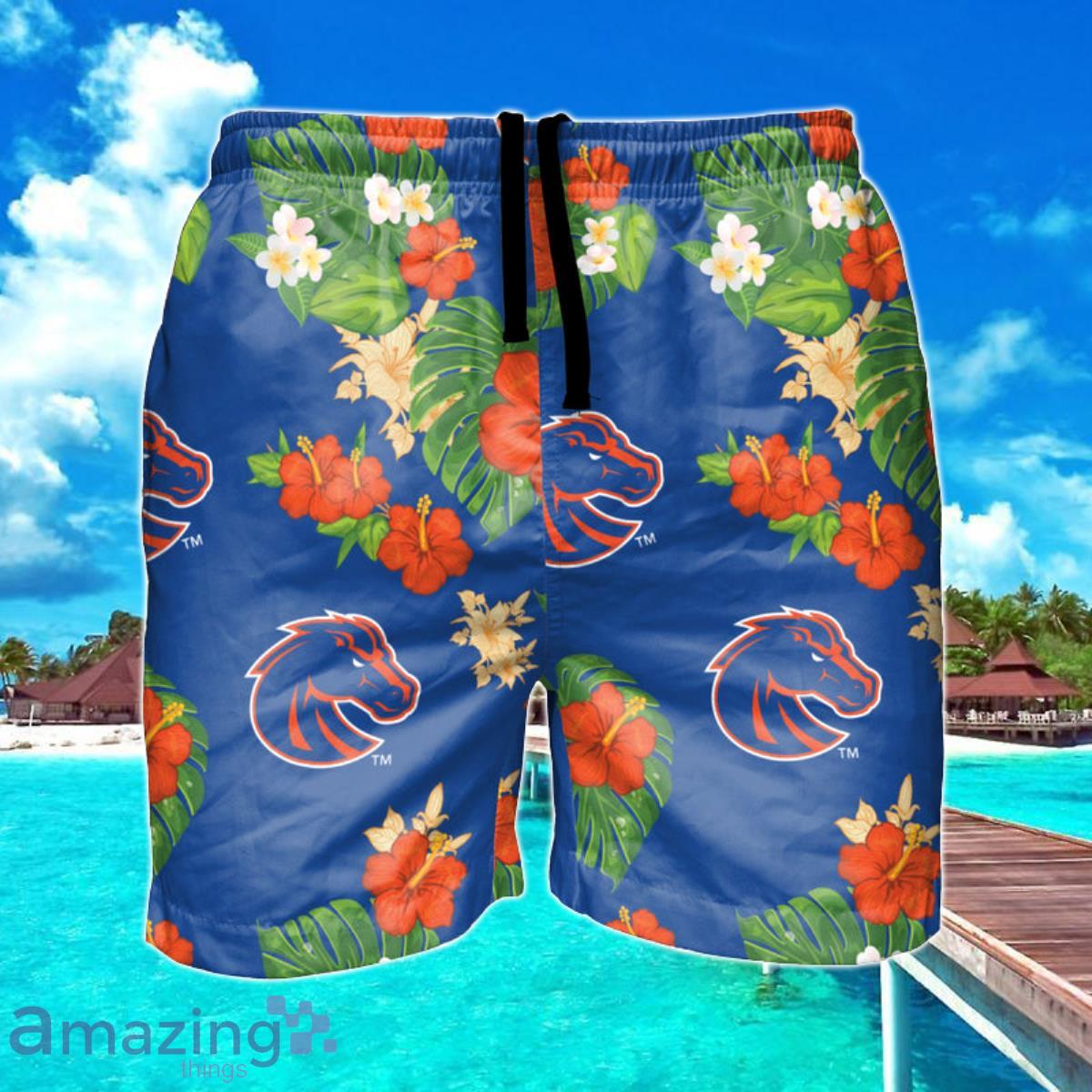 Boise State Broncos NCAA Floral Hawaiian Shorts For Summer Beach Product Photo 1