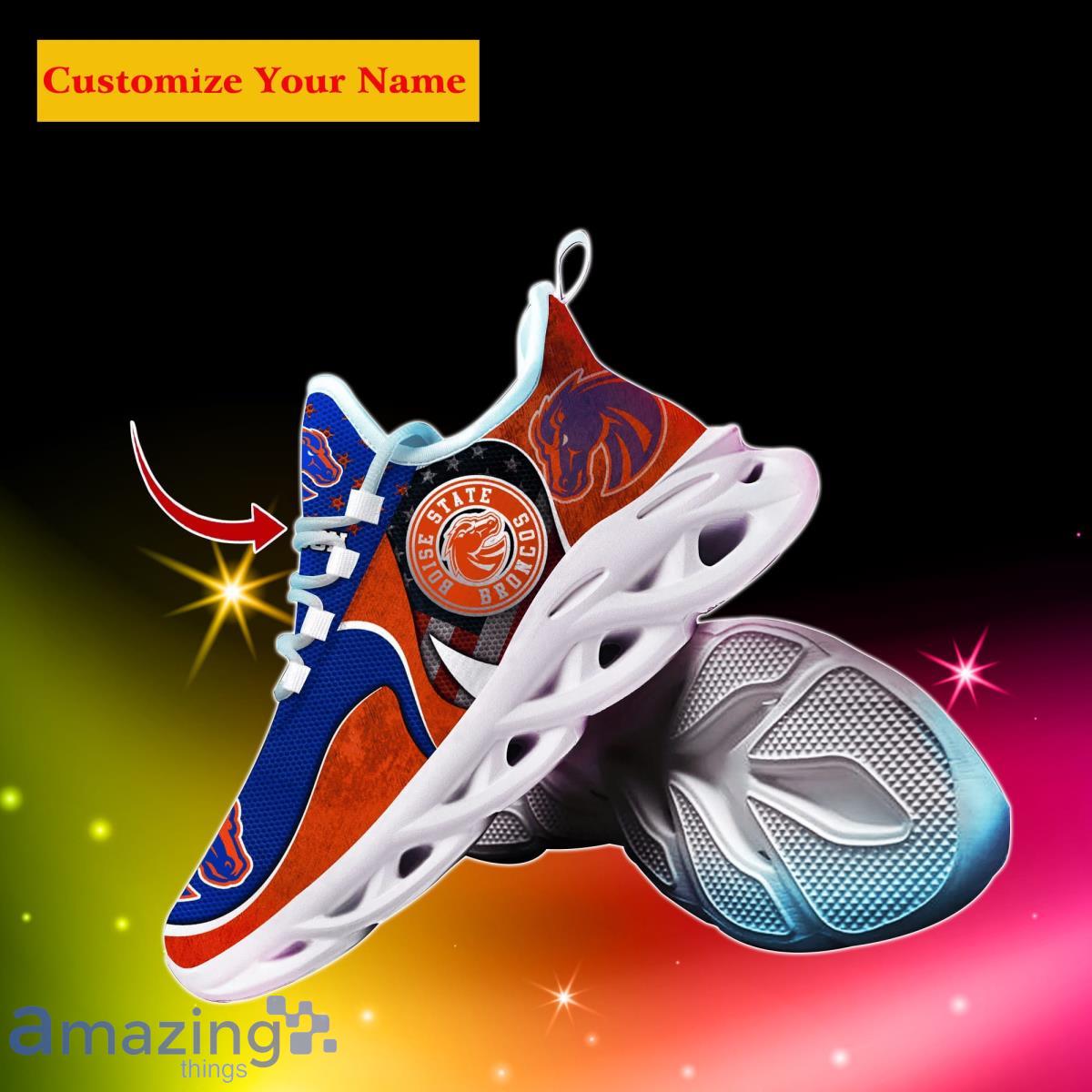 Boise State Broncos NCAA Crack Pattern Flag US Max Soul Shoes Personalized  For Men And Women - YesItCustom