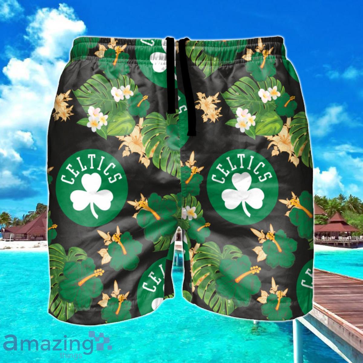 Boston Celtics NBA Floral Hawaiian Shorts For Summer Beach Product Photo 1