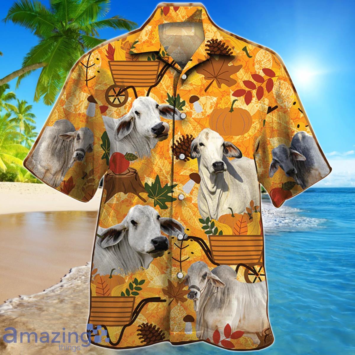Brahman Cattle Nature Autumn Pumpkin Hawaiian Shirt For Men And Women Product Photo 1