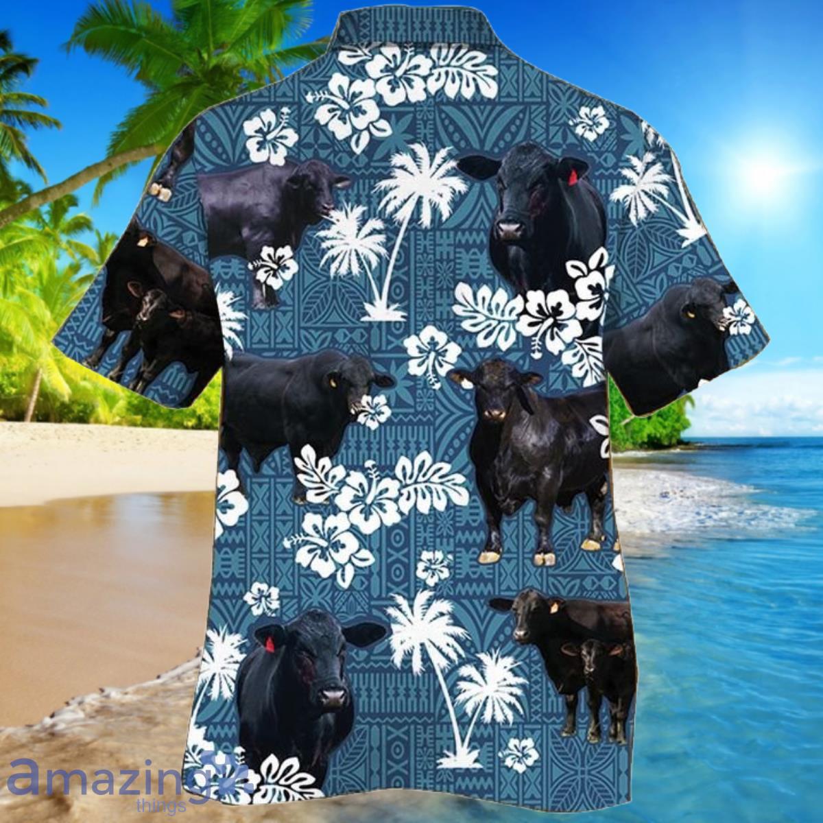 BRANGUS Cattle Blue Tribal Hawaiian Shirt For Men And Women image BRANGUS Cattle Blue Tribal Hawaiian Shirt For Men And Women Product Photo 2