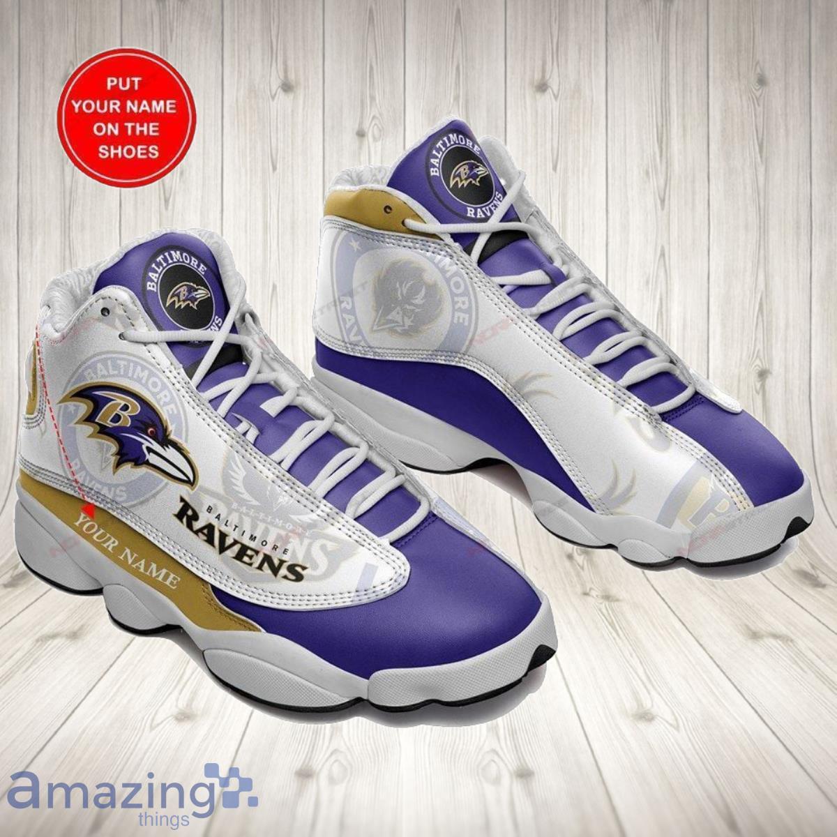 BT Ravens Football Team Air Jordan 13 Custom Name Sneakers Best Gift For Fans Product Photo 1