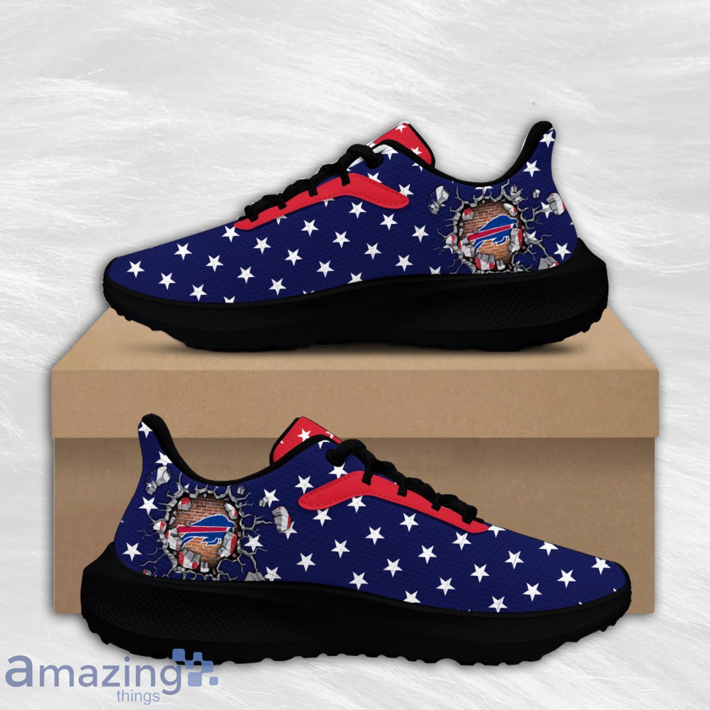 Buffalo Bills With American Flag Air Mesh Running Shoes Unique For Men And Women Fans Product Photo 2