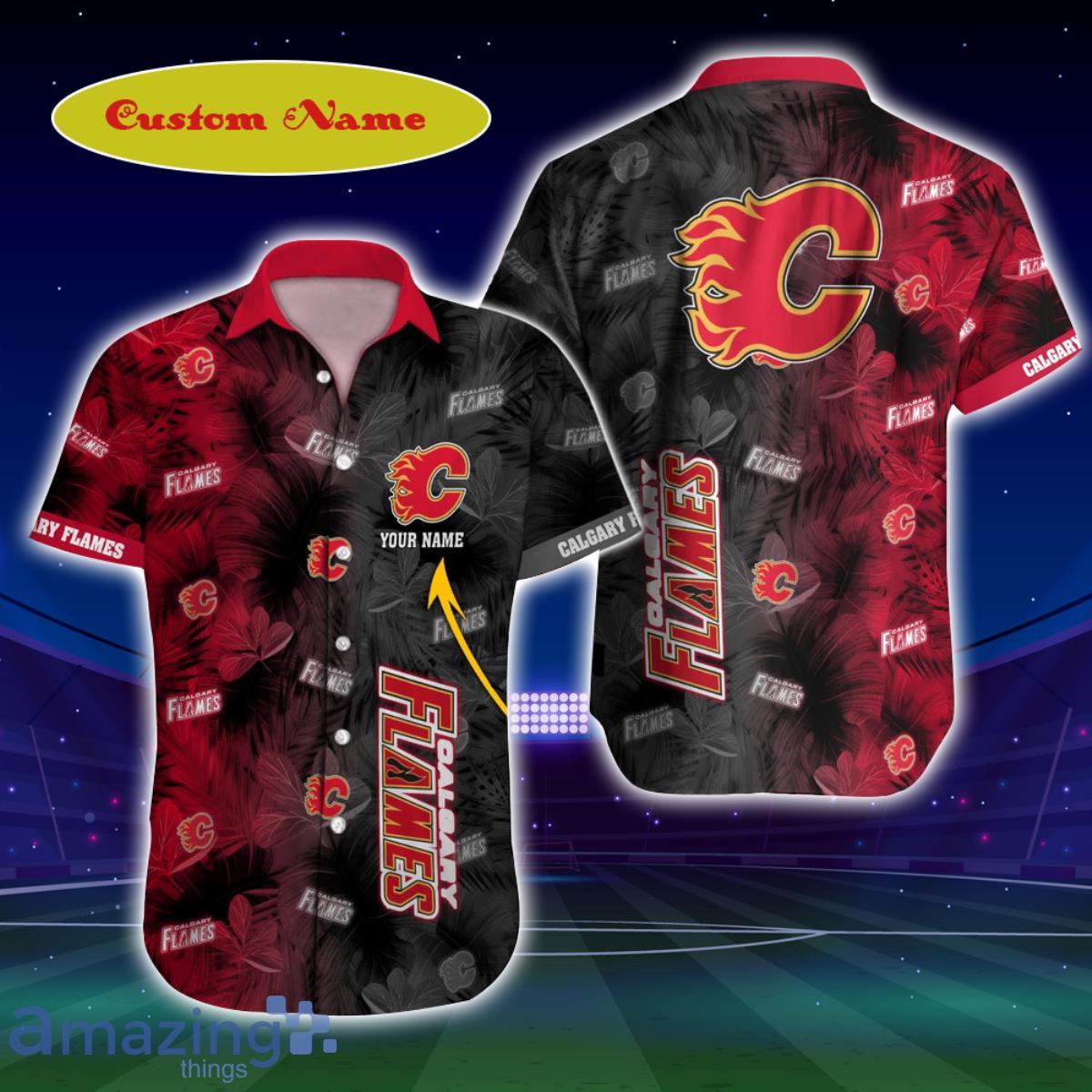 Calgary Flames NHL Custom Name Hawaiian Shirt Uniquel Gift For Men And  Women Fans