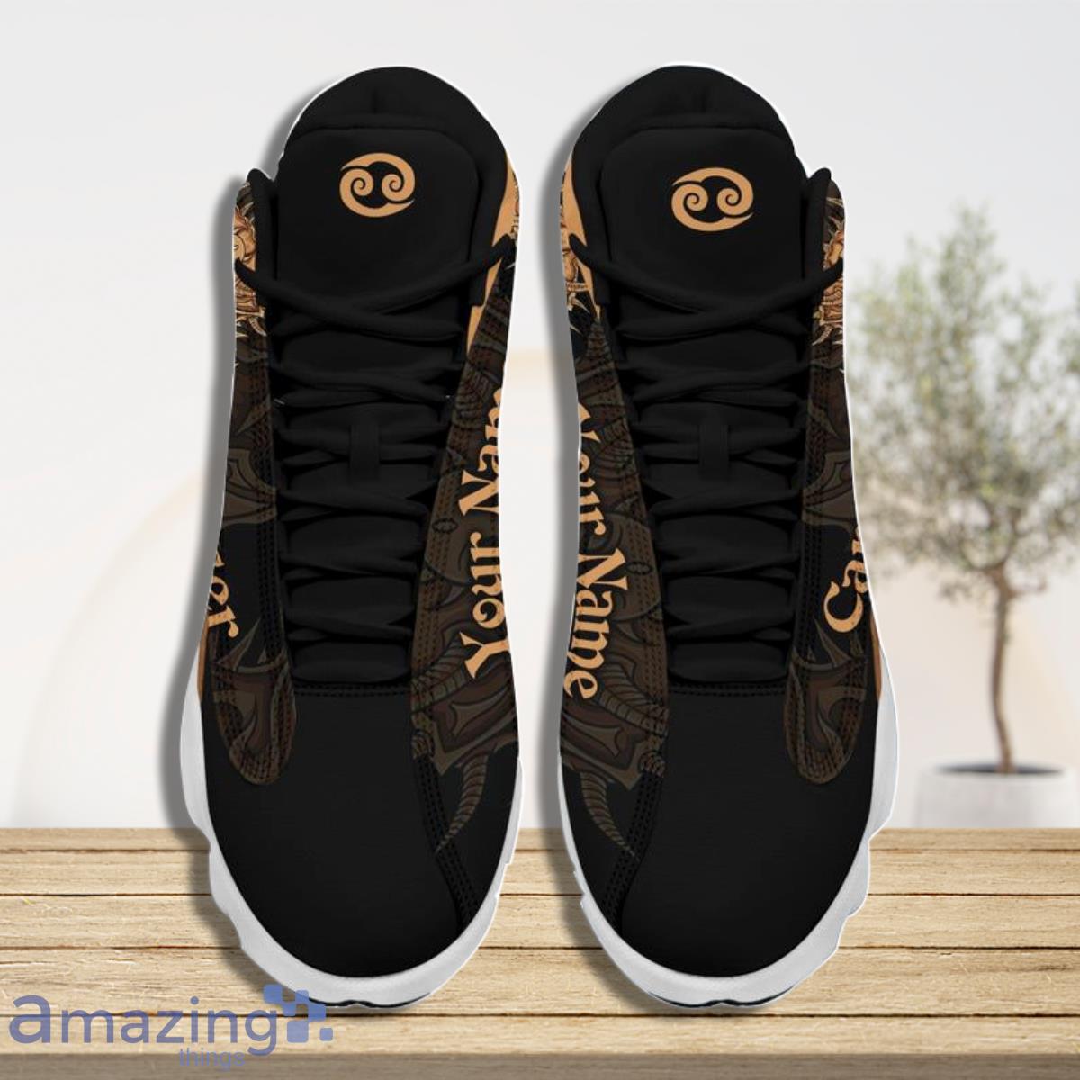 Cancer Brown Gold Air Jordan 13 Custom Name Sneakers Best Gift For
