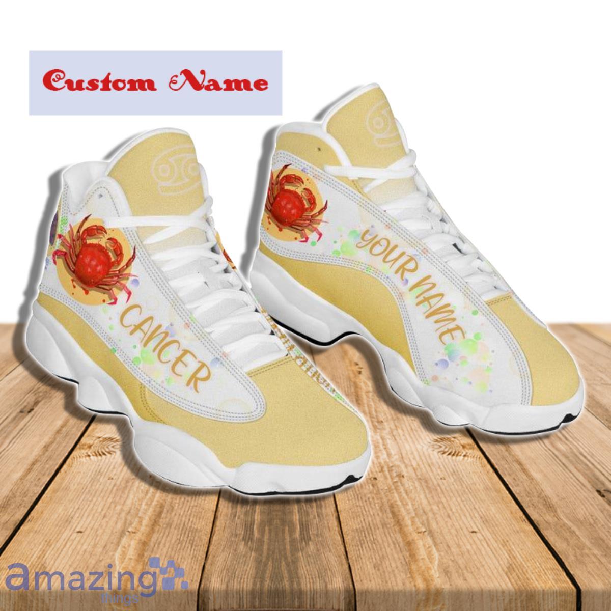 Cancer King Birthday Gift Golden Personalized Name Air Jordan 13 Shoes