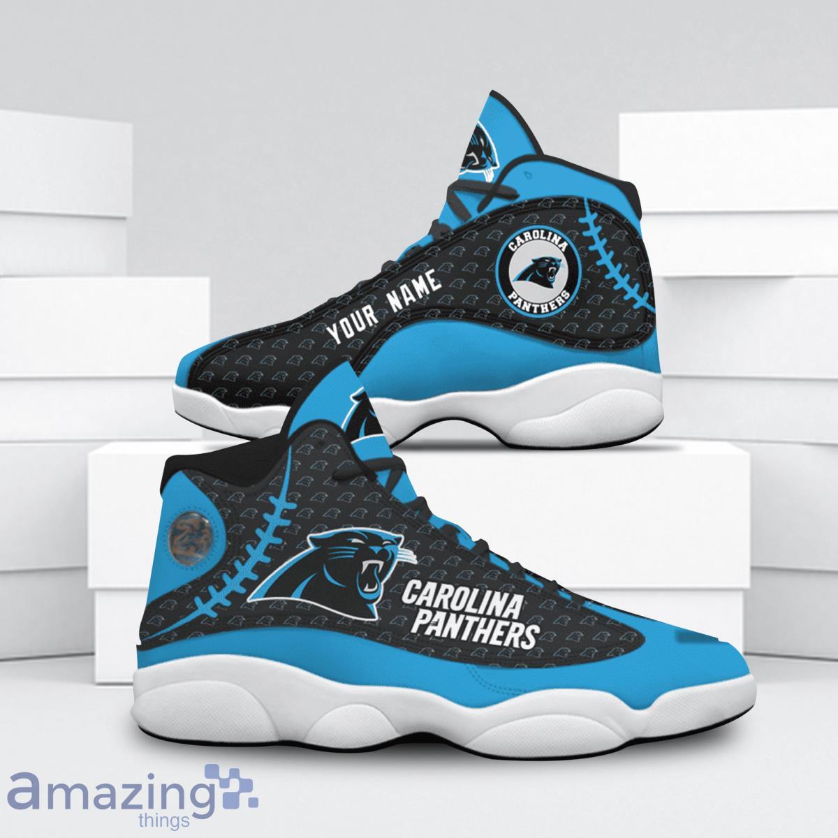 Carolina Panthers Football Team Air Jordan 13 Custom Name Sneakers