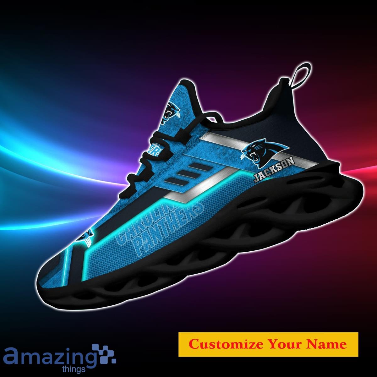 Carolina Panthers NFL Custom Name Max Soul Shoes Impressive Gift For Men Women Fans image Carolina Panthers NFL Custom Name Max Soul Shoes Impressive Gift For Men Women Fans Product Photo 4