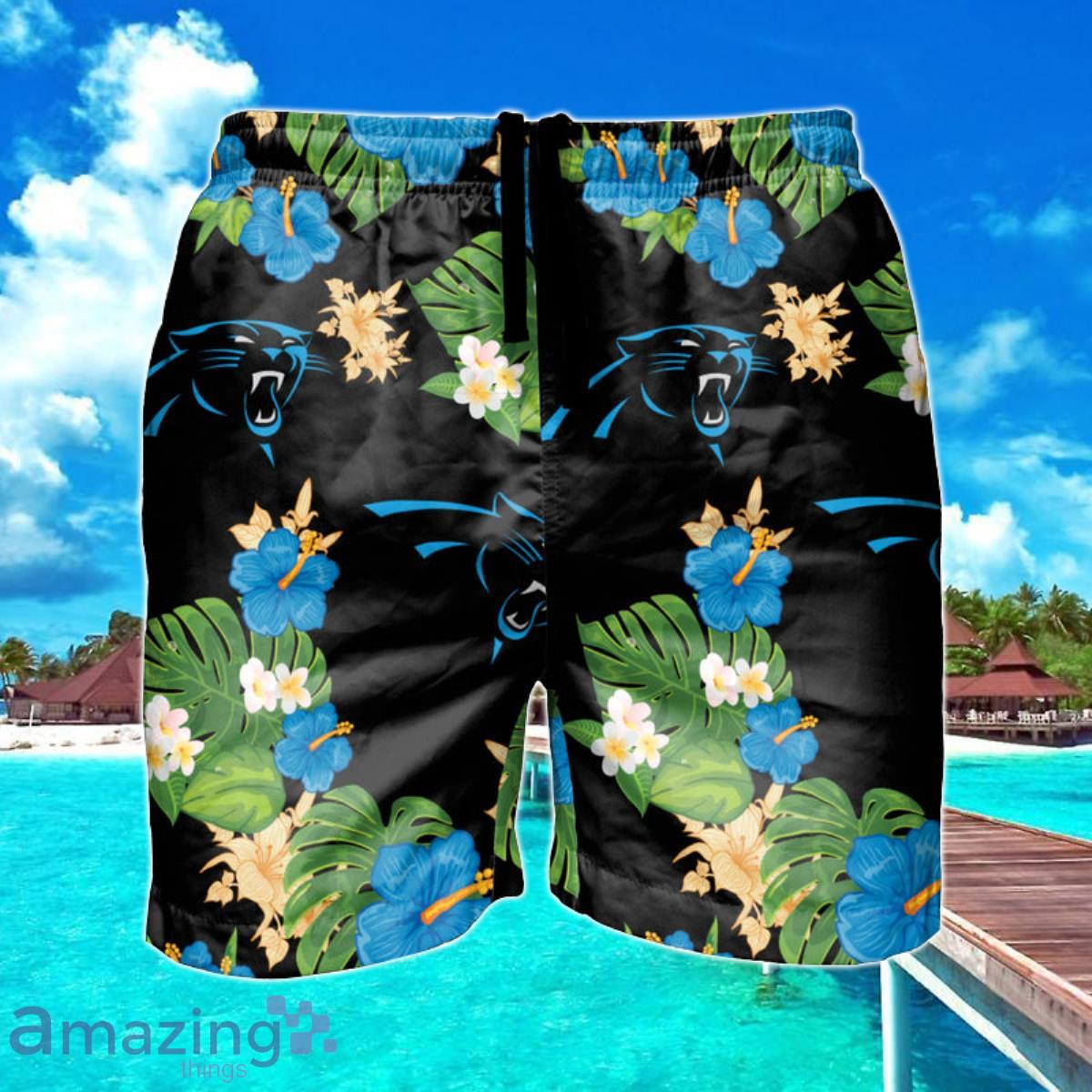 Carolina Panthers NFL Floral Hawaiian Shorts For Summer Beach Product Photo 1