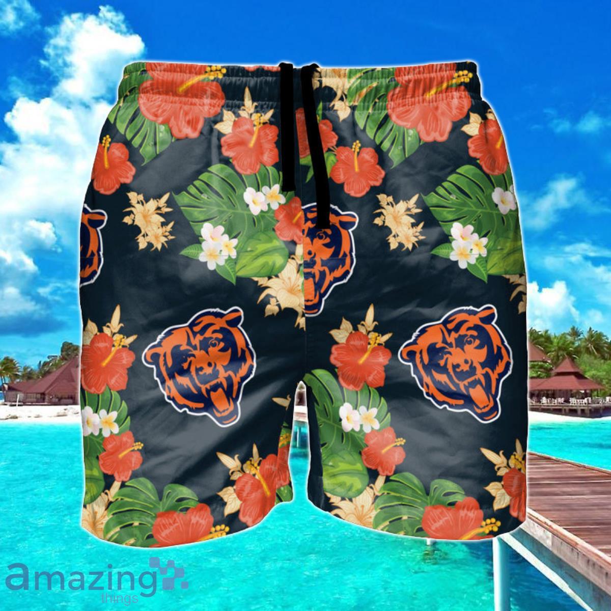 Chicago Bears NFL Floral Hawaiian Shorts For Summer Beach Product Photo 1