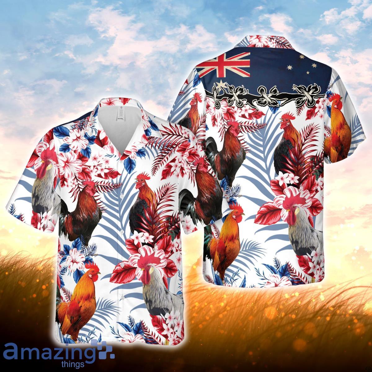 Chicken Lovers Australia Flag Hawaiian Flowers Hawaiian Shirt For Men Women Product Photo 1