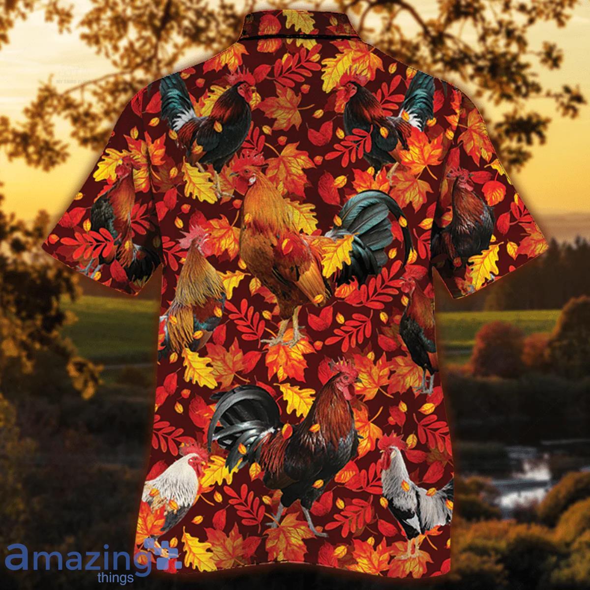 Chicken Red Leave Hawaiian Shirt For Men And Women image Chicken Red Leave Hawaiian Shirt For Men And Women Product Photo 2