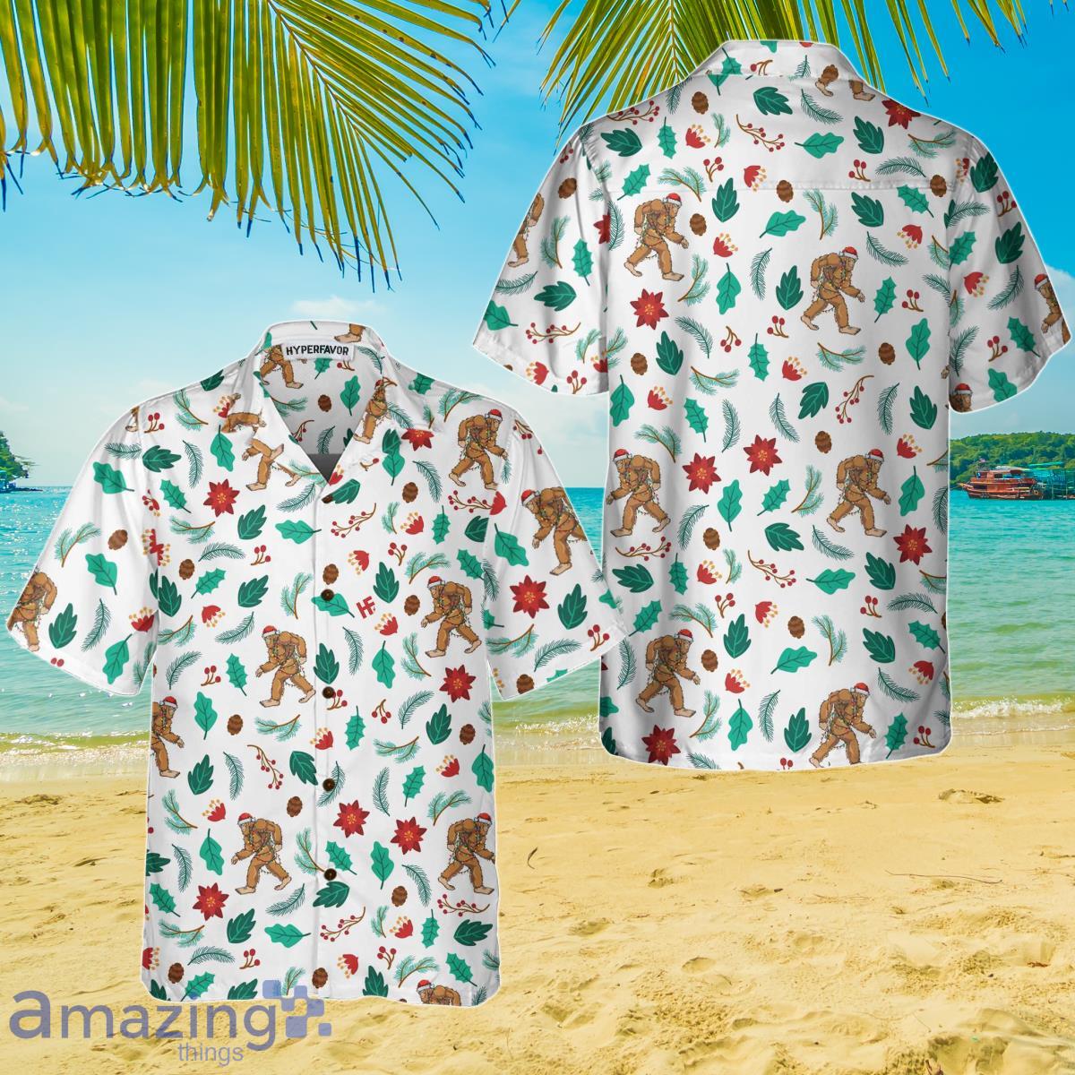 Christmas Bigfoot Sasquatch Pattern Hawaiian Shirt Best Xmas Gift For Men And Women Product Photo 1