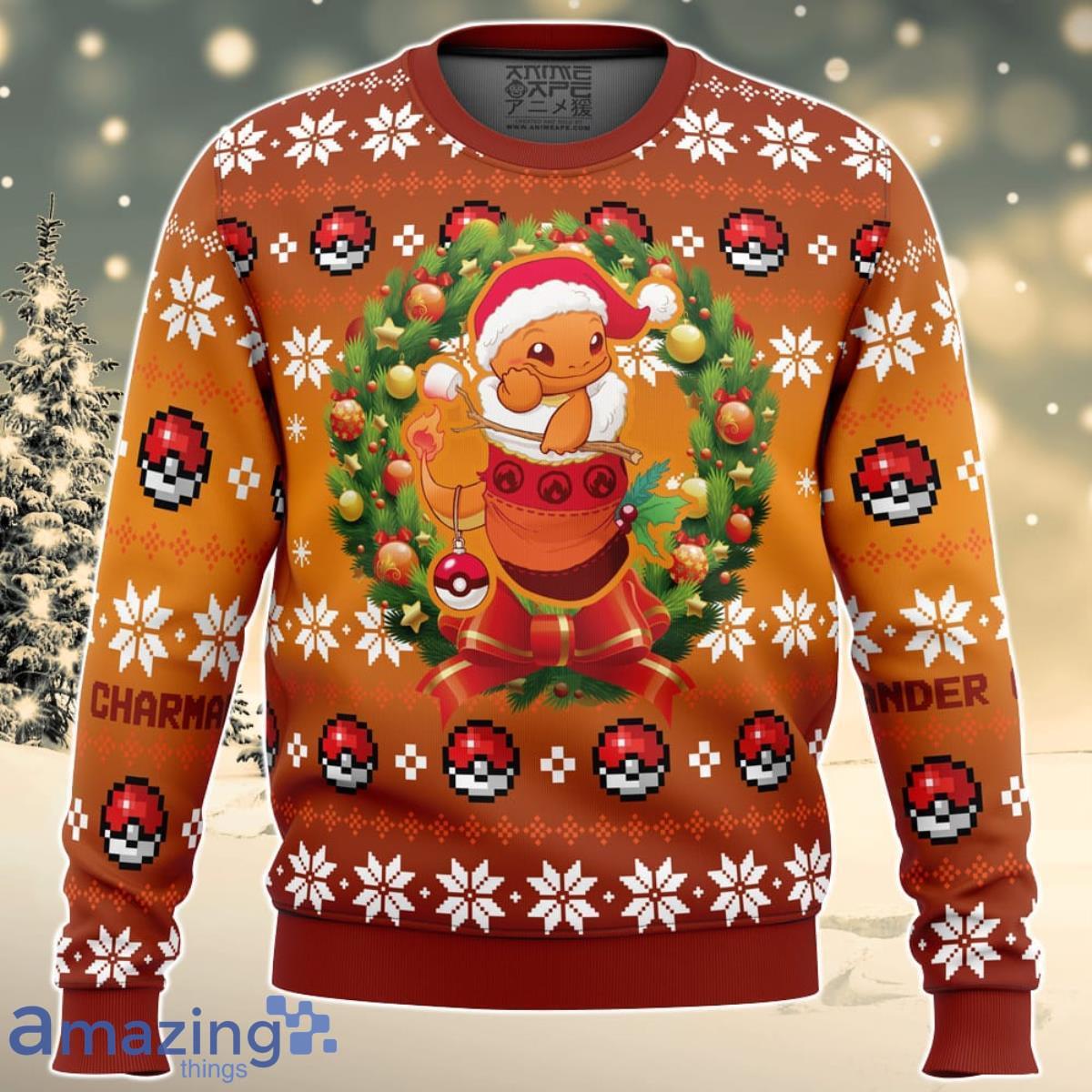 Christmas Charmander Pokemon Ugly Christmas Sweater For Men And Women Product Photo 1