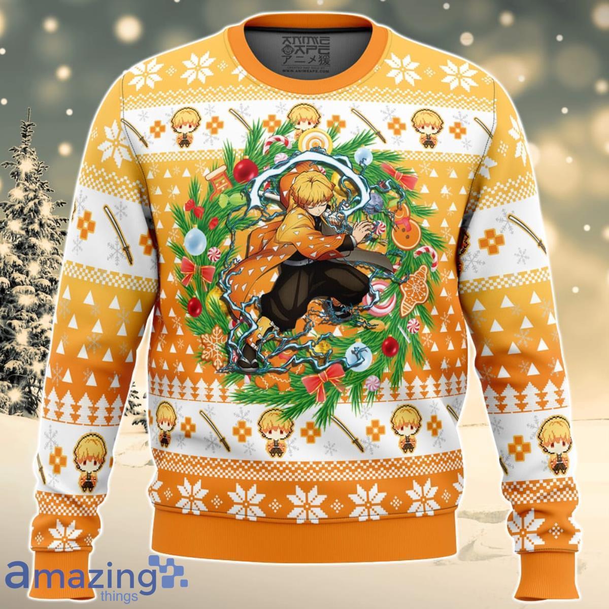 Christmas Zenitsu Agatsuma Demon Slayer Ugly Christmas Sweater For Men And Women Product Photo 1