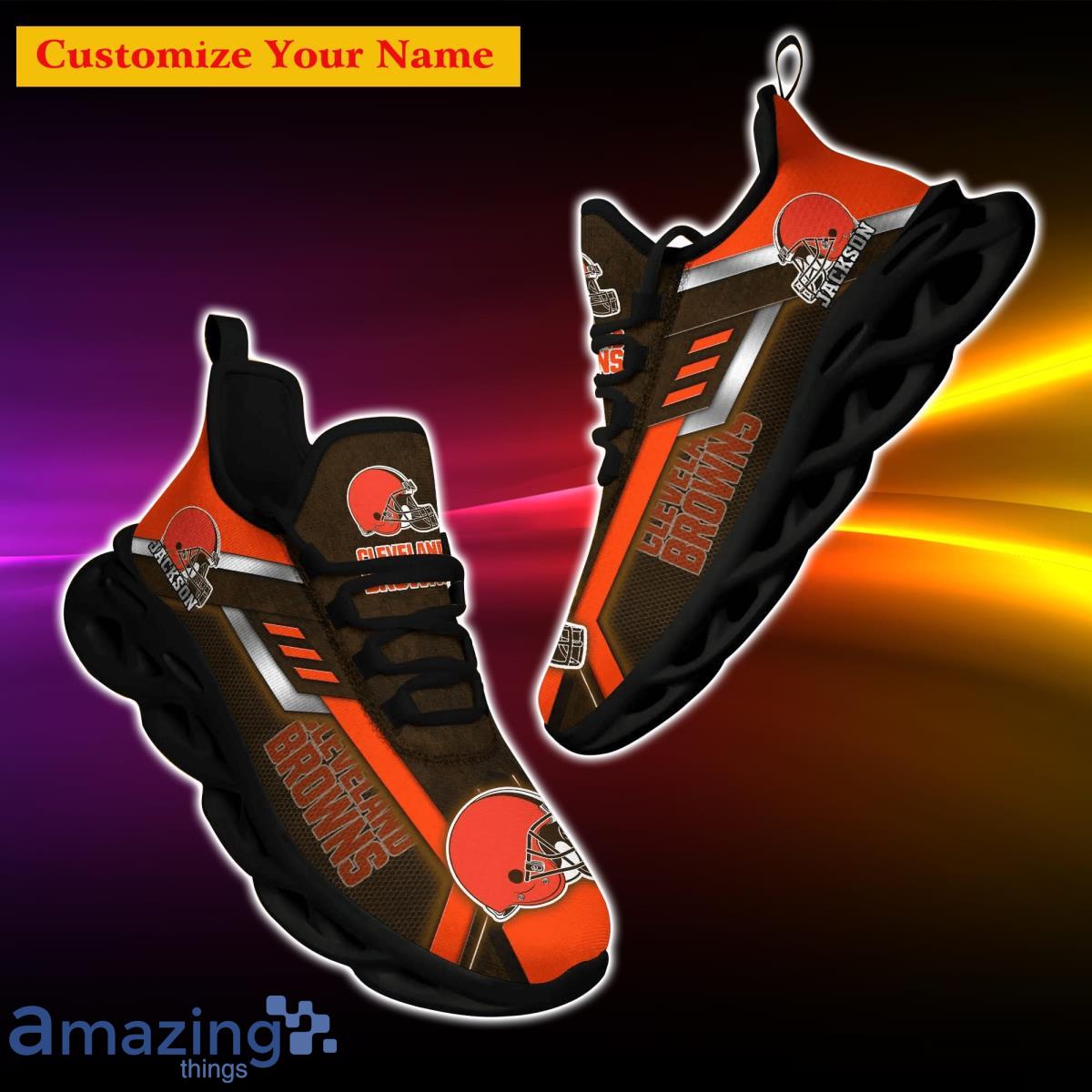 Cleveland Browns Personalized Name NFL Max Soul Shoes Men And Women For Fans