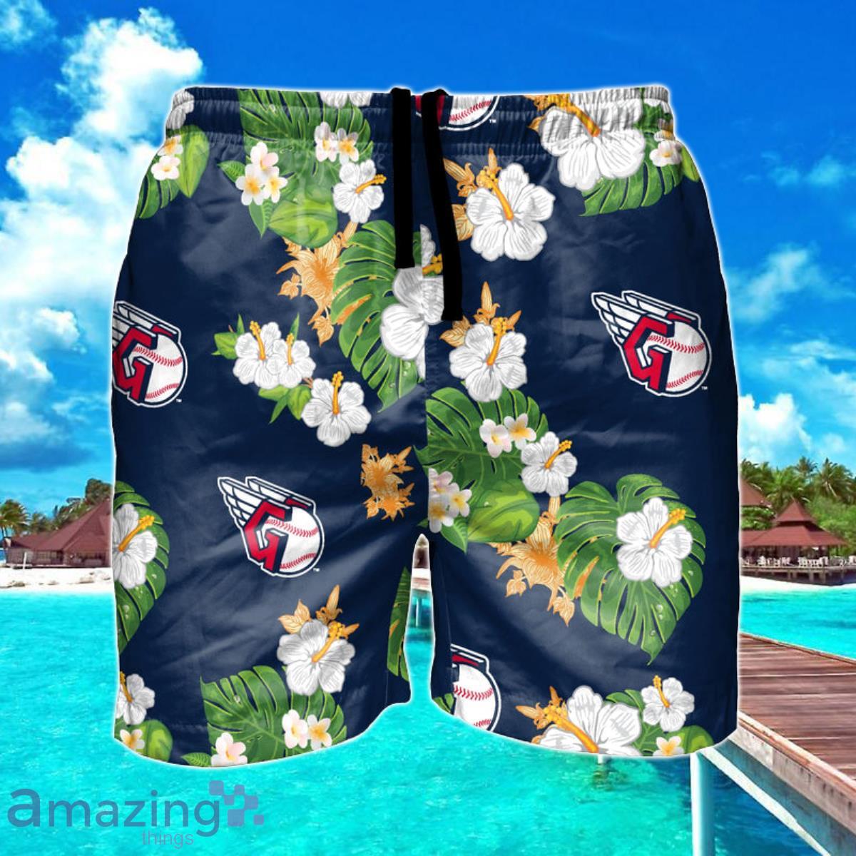Cleveland Guardians MLB Floral Hawaiian Shorts For Summer Beach Product Photo 2