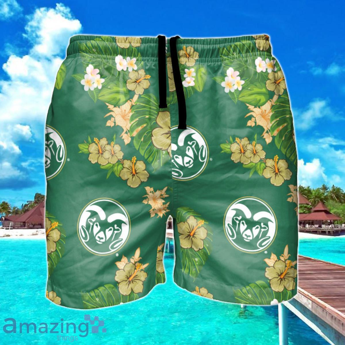 Colorado State Rams NCAA Floral Hawaiian Shorts For Summer Beach Product Photo 1