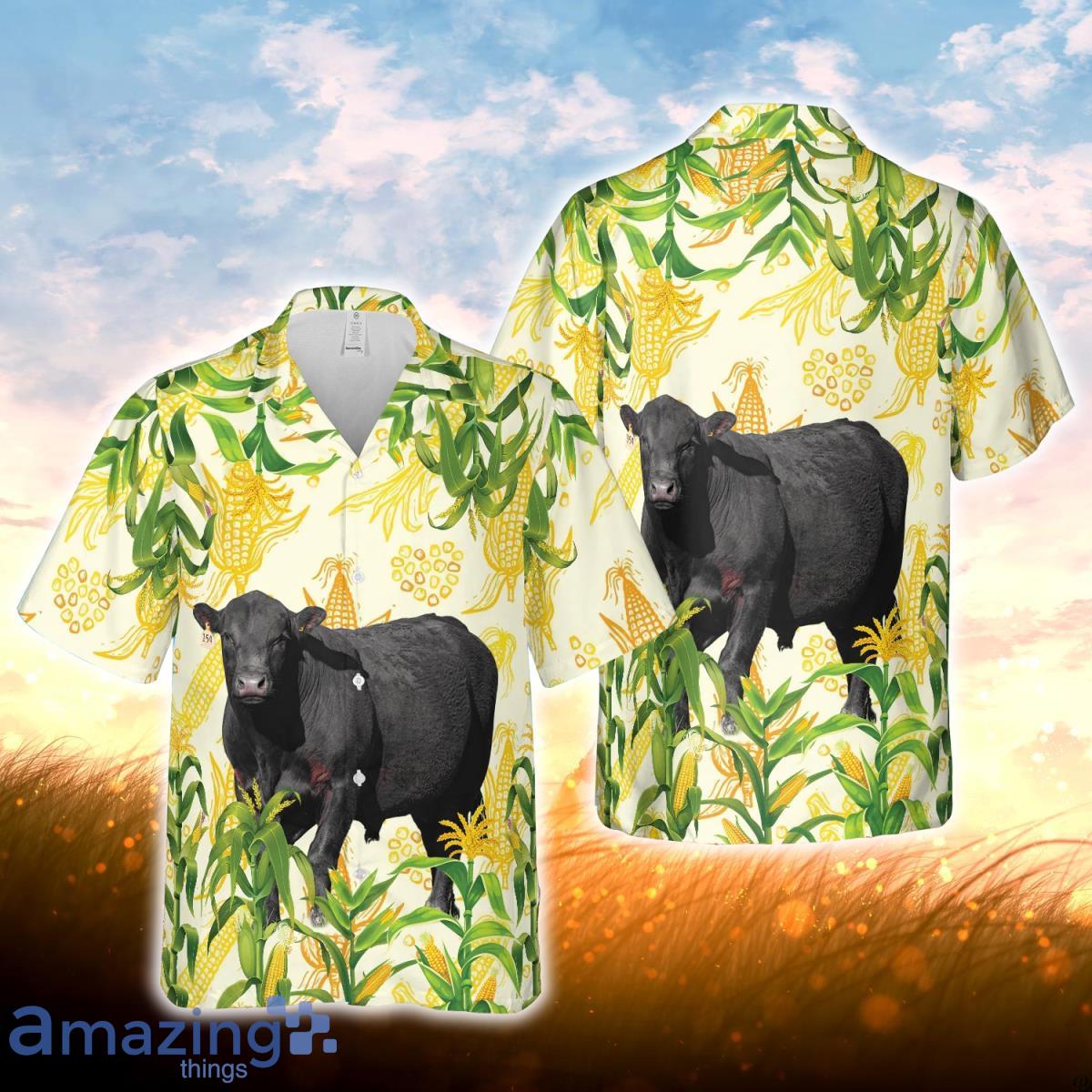 Corn Farm Black Angus All Over Printed 3D Hawaiian Shirt For Men Women Product Photo 1