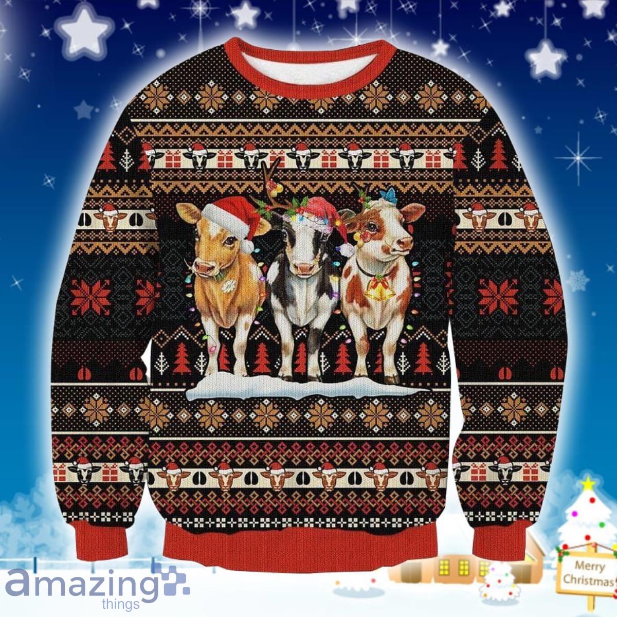 Cow 3D Sweater Ugly Christmas Sweater For Men Women Product Photo 1