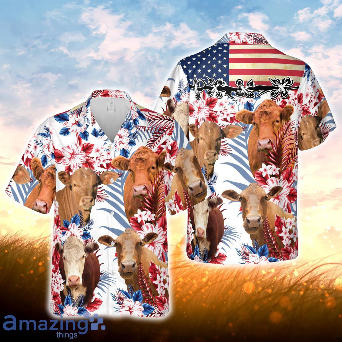Cow American Flag All Over Printed 3D Hawaiian Shirt For Men Women wCL Product Photo 1