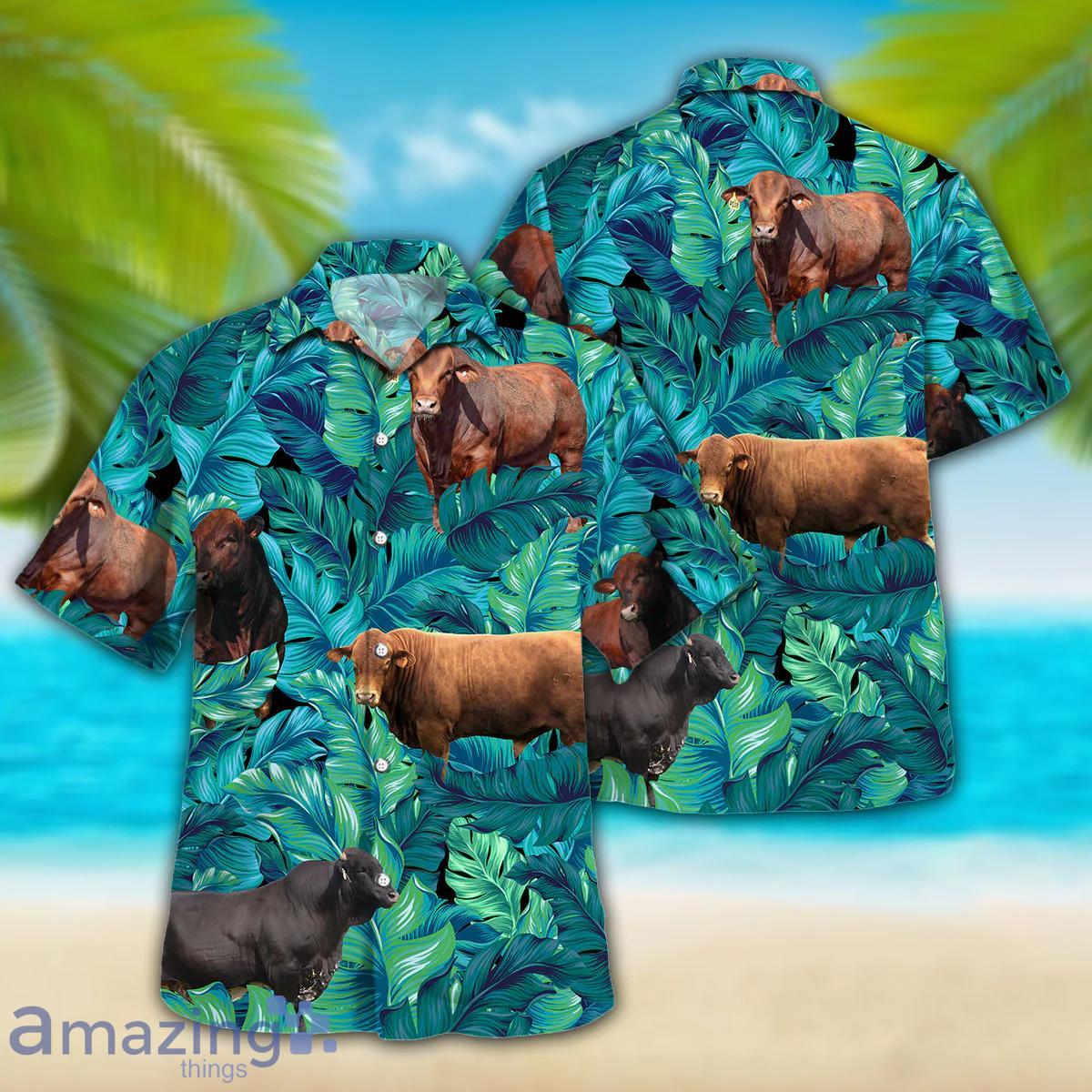 Cow Tropical Hawaiian Palm Leaves Hawaiian Shirt For Men And Women image Cow Tropical Hawaiian Palm Leaves Hawaiian Shirt For Men And Women Product Photo 3