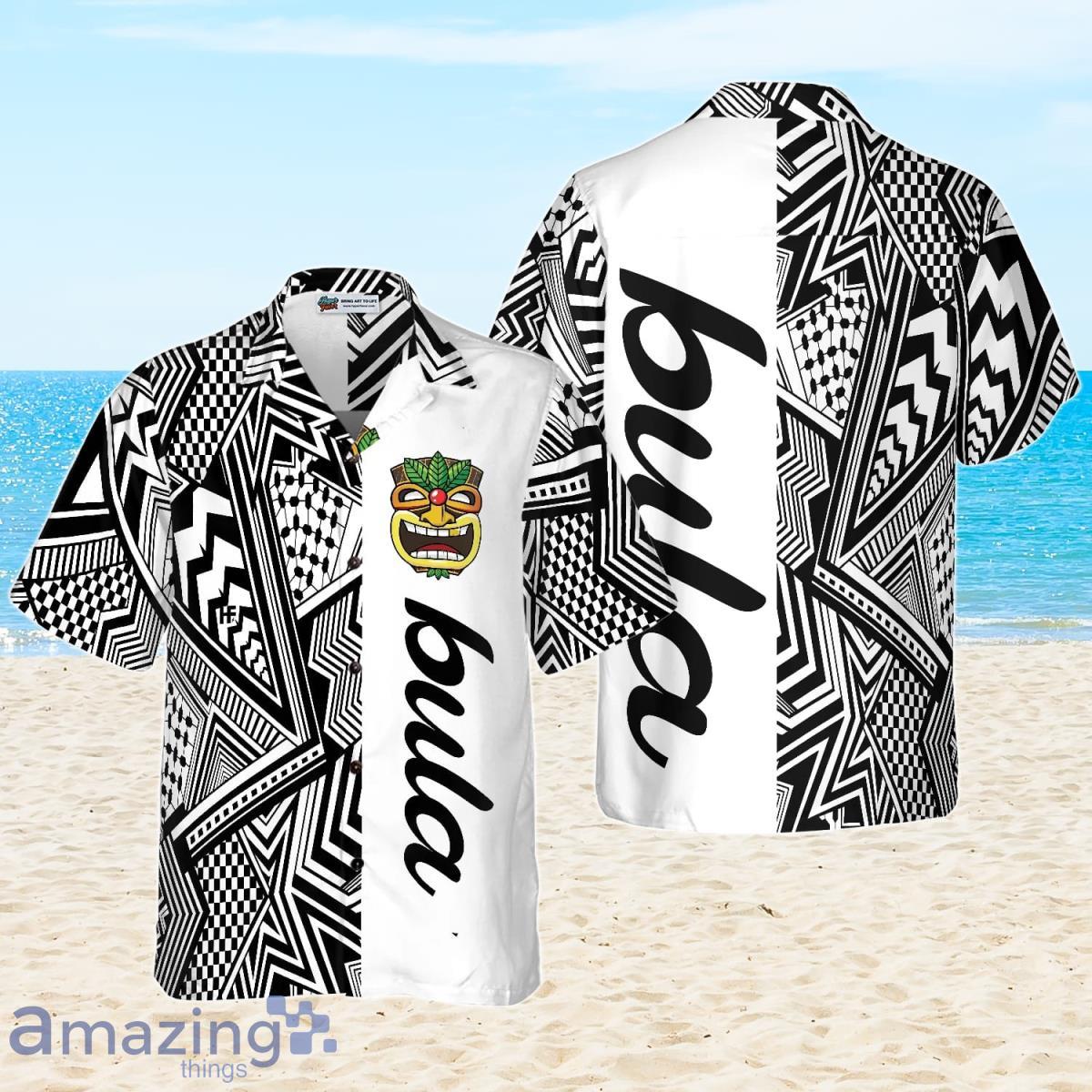Customized Black And White Modern Pattern Bula Hawaiian Shirt Best
