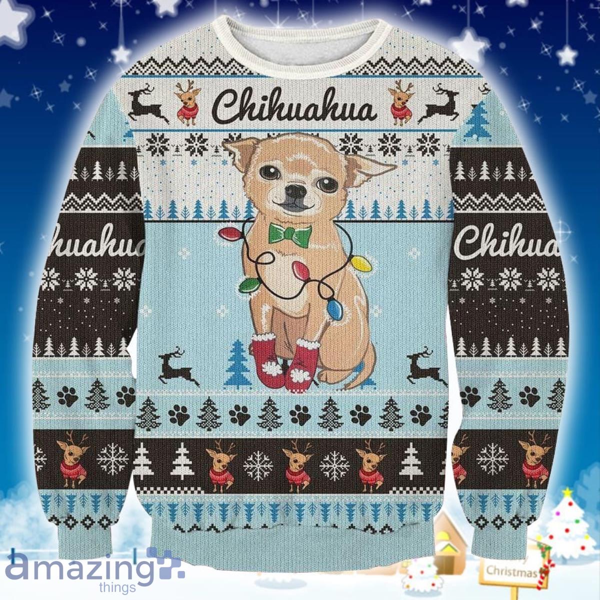 Cute Chihuahua 3D Sweater Ugly Christmas Sweater For Men Women Product Photo 1