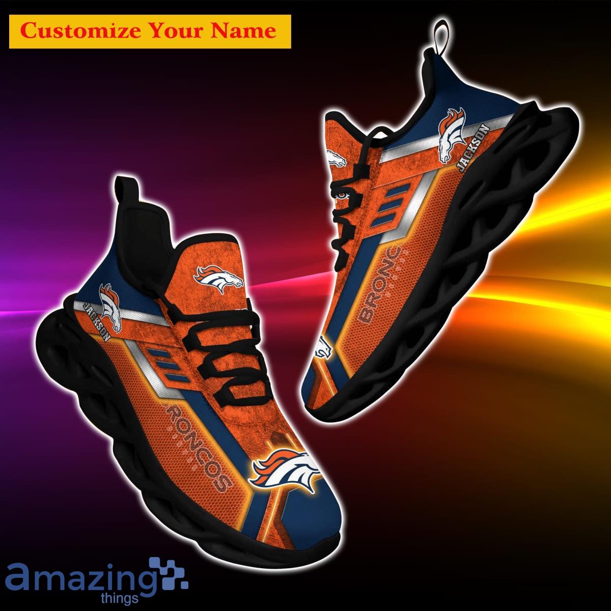 Custom Name NFL Denver Broncos Style Logo Caro Max Soul Shoes Gift