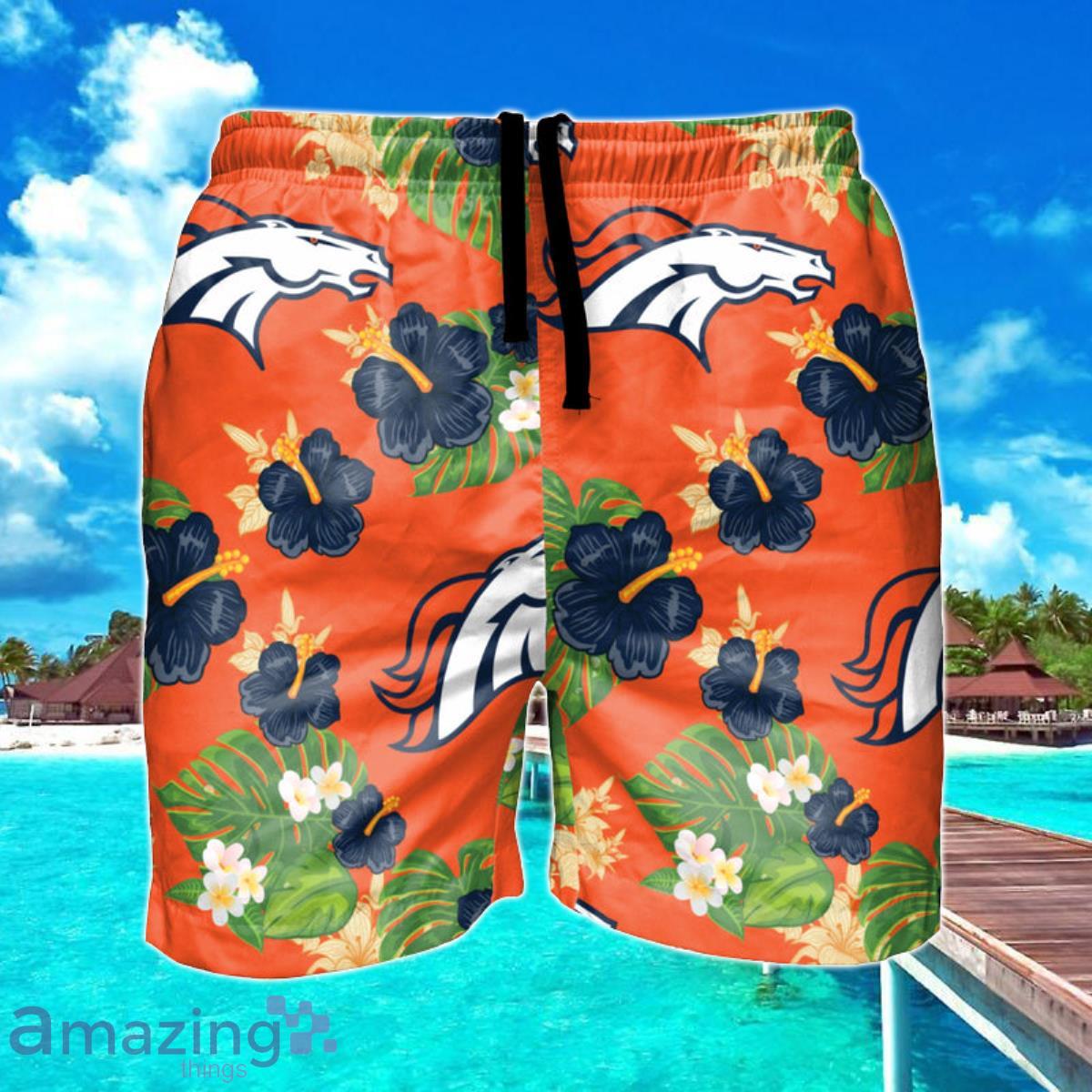 Denver Broncos NFL Floral Hawaiian Shorts For Summer Beach Product Photo 1