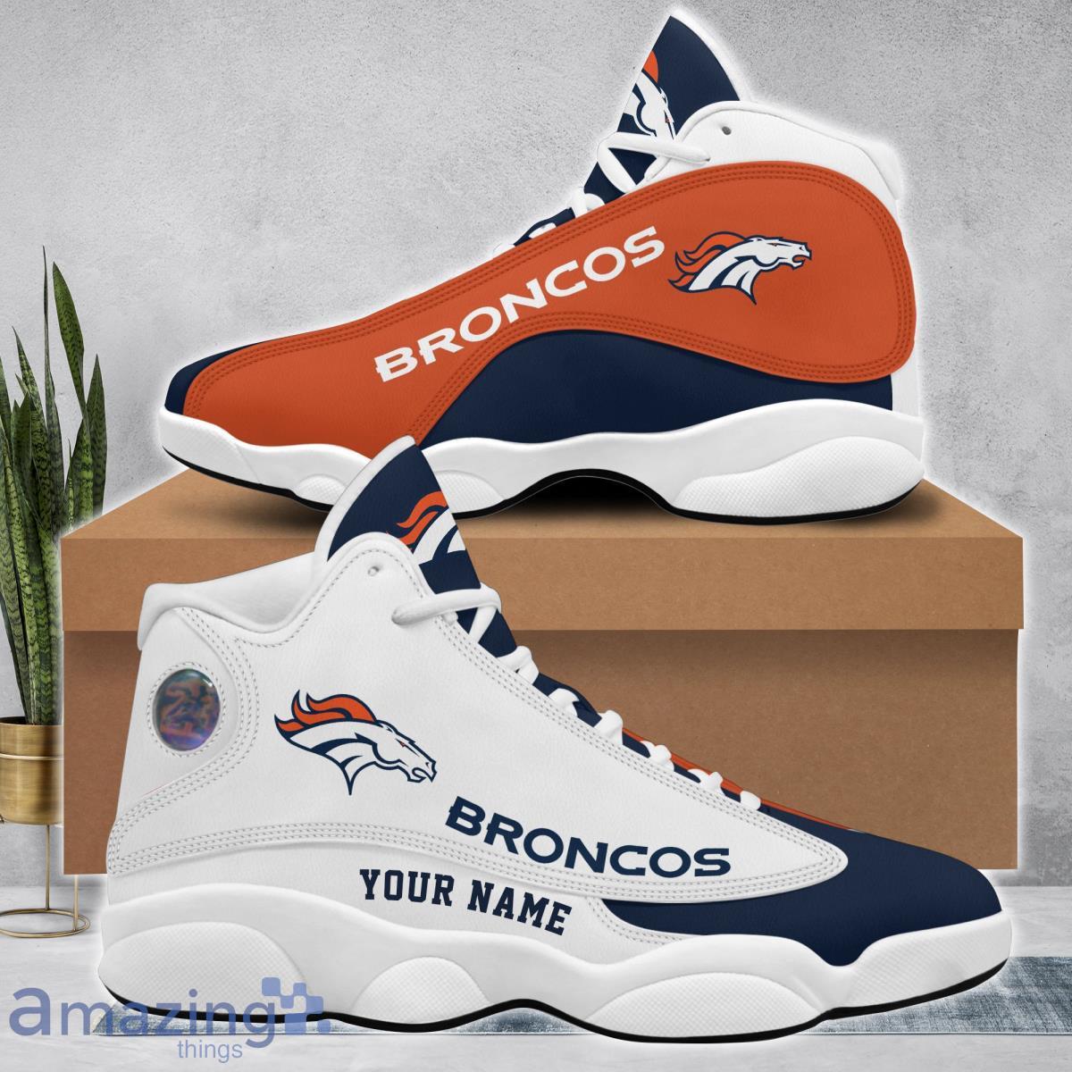 Denver Broncos Football Team Custom Name Air Jordan 13 Running Shoes Gift  For Fans