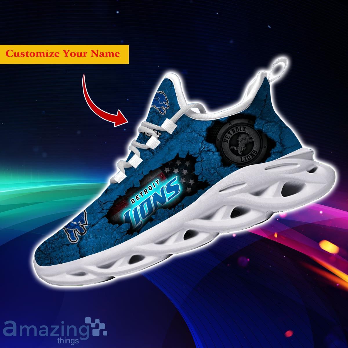 NFL Detroit Lions Custom Name Silver Blue Air Jordan Hightop Shoes Gift For  Fans