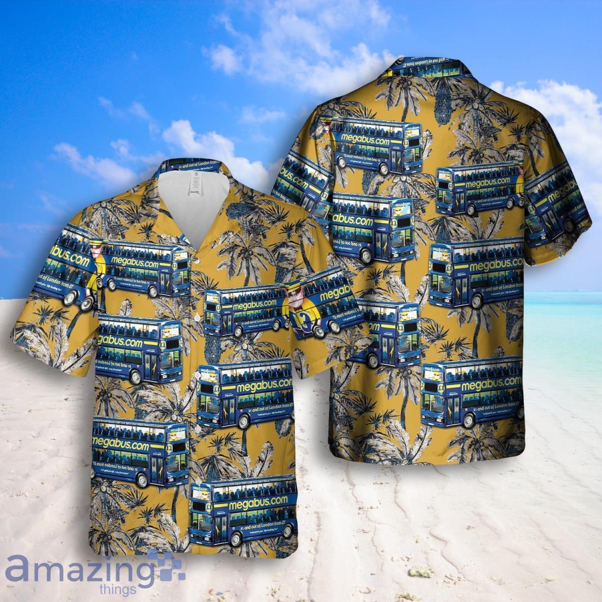 Double-Decker MegaBus Hawaiian Shirt And Shorts Great Style For Men Product Photo 1