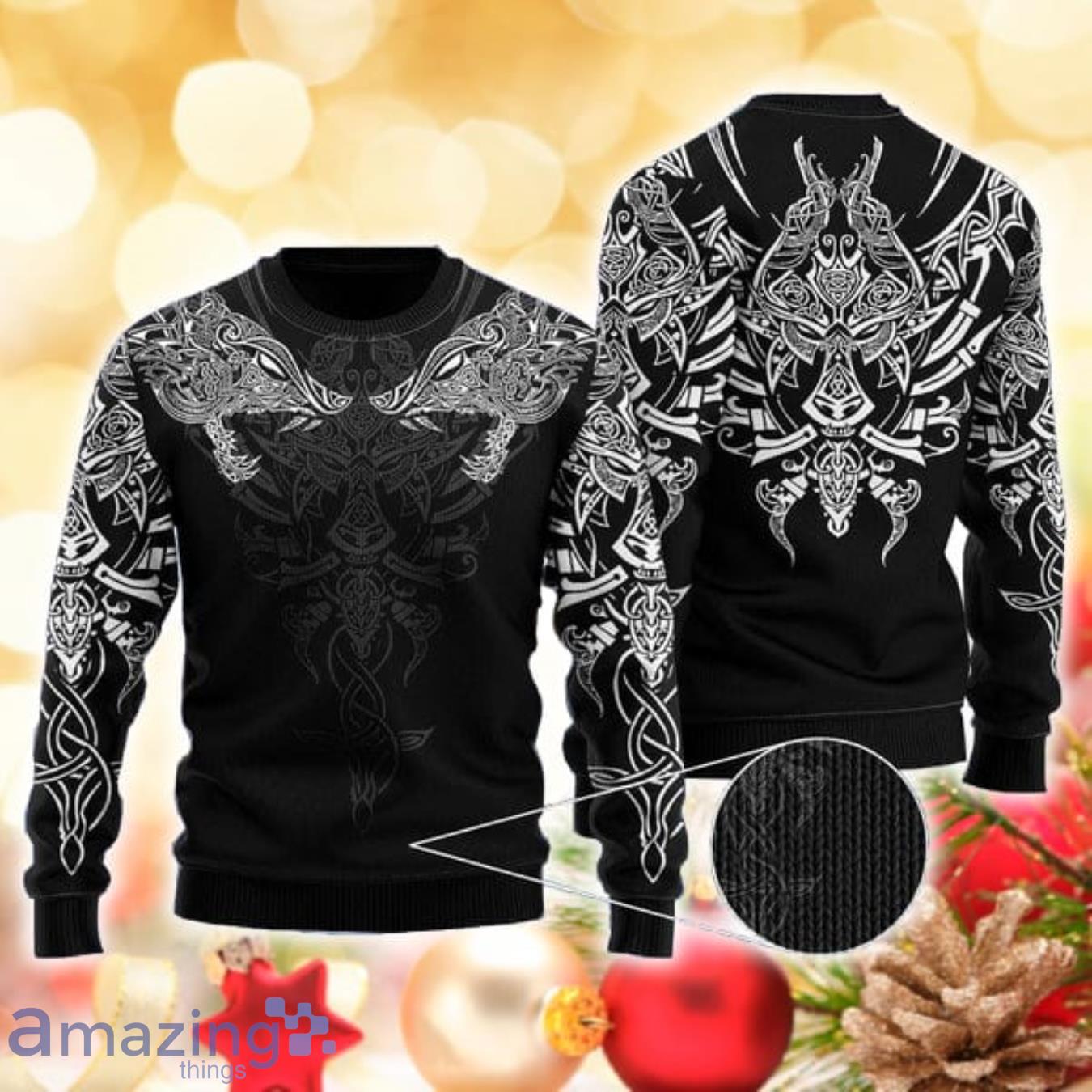 Geri and Freki Wolves Viking 3D Sweater Ugly Christmas Sweater For Men Women Product Photo 1 Geri and Freki Wolves Viking 3D Sweater Ugly Christmas Sweater For Men Women Product Photo 1