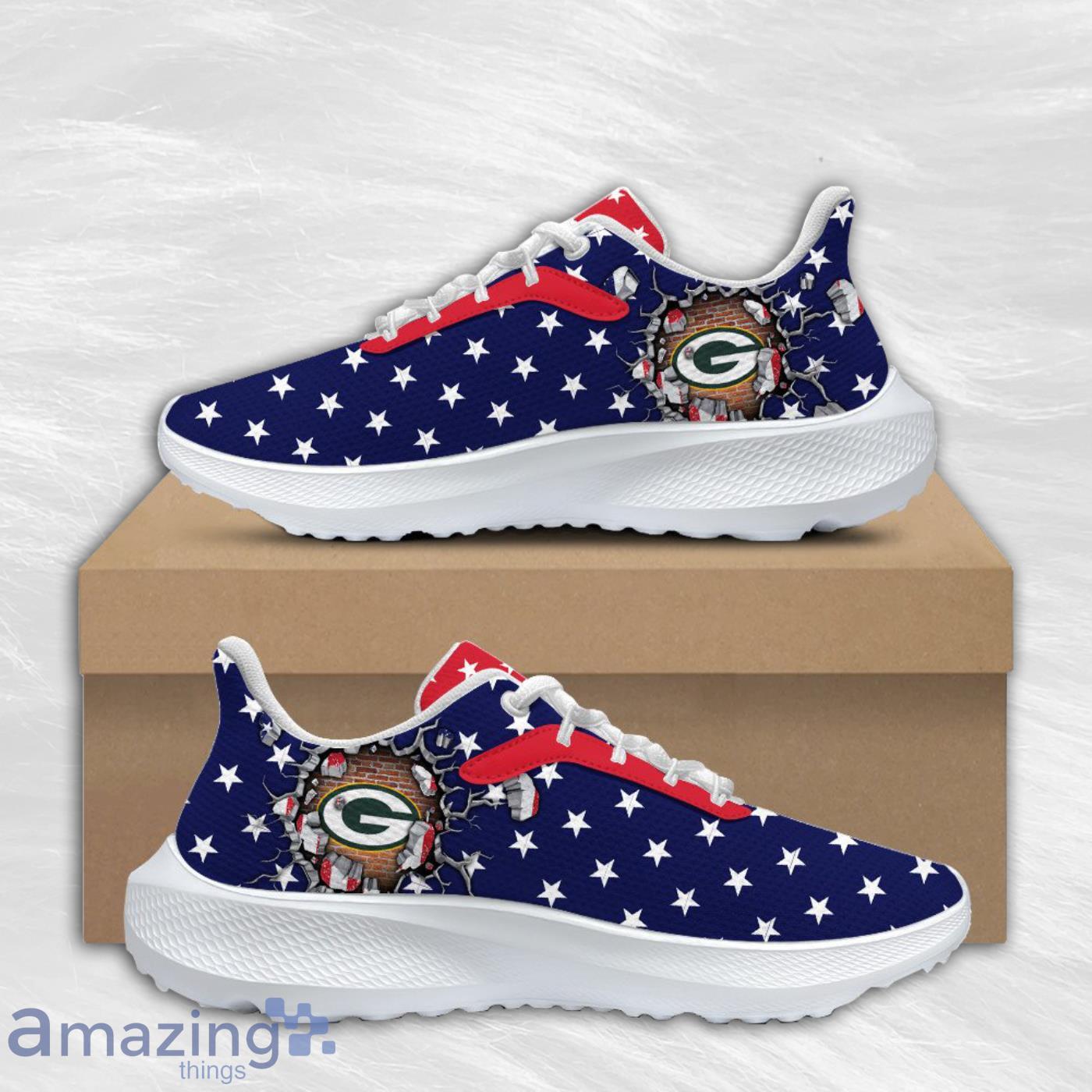 Green Bay Packers American Flag Air Mesh Running Shoes Ideal Gift For Sport Fans Product Photo 1