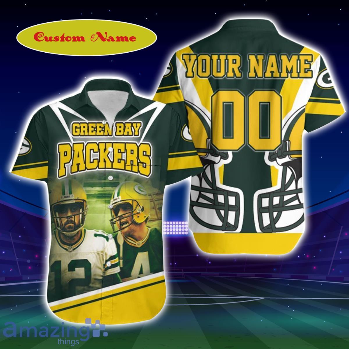 Green Bay Packers A.Rodgers 12 And B.Favre 4 Custom Name Hawaiian Shirt For Men And Women Best Gift For Fans Product Photo 1